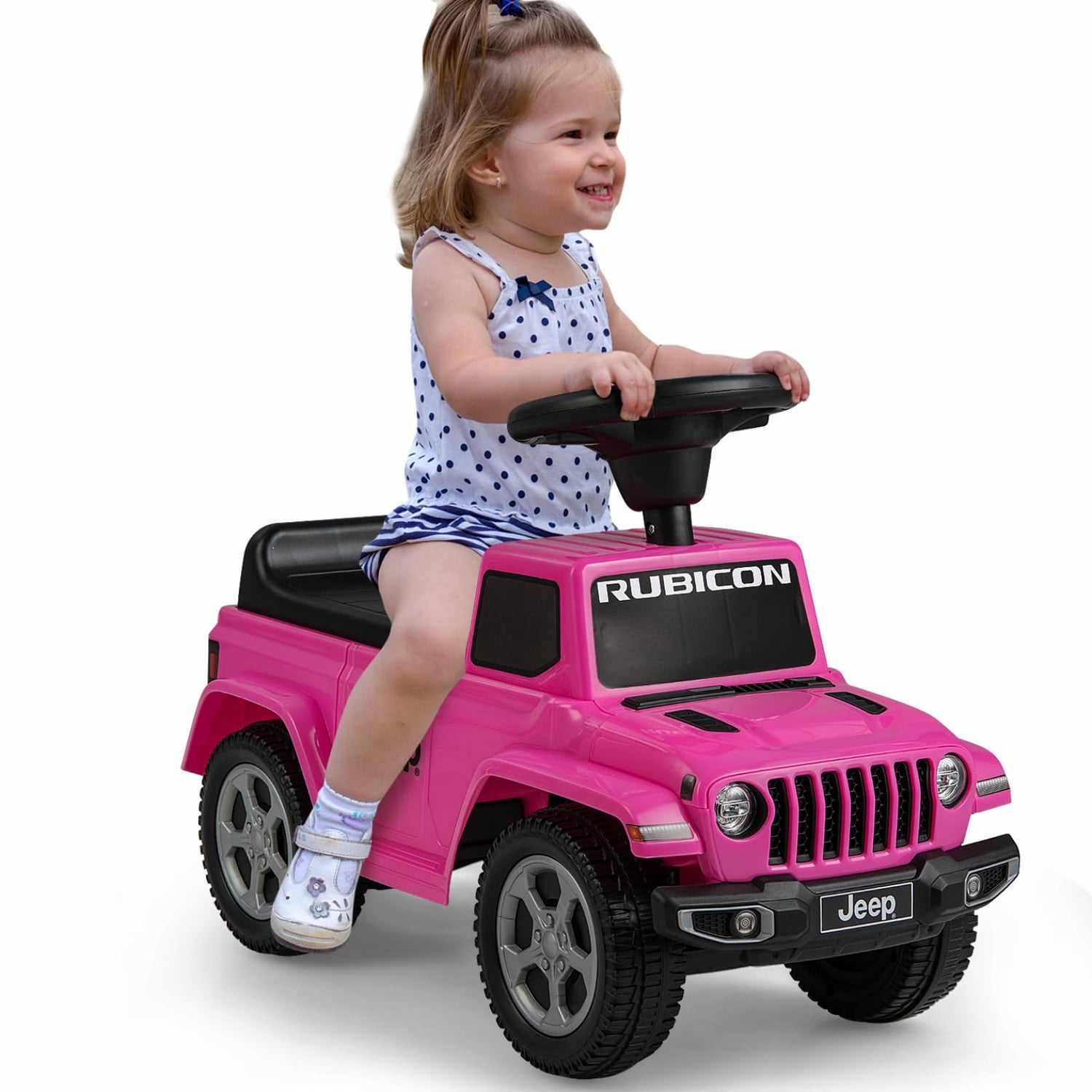 GYMAX Toddler Ride On Car, Licensed Jeep Sit On Toy Cars with Under Seat Storage, Horn & Engine Sound