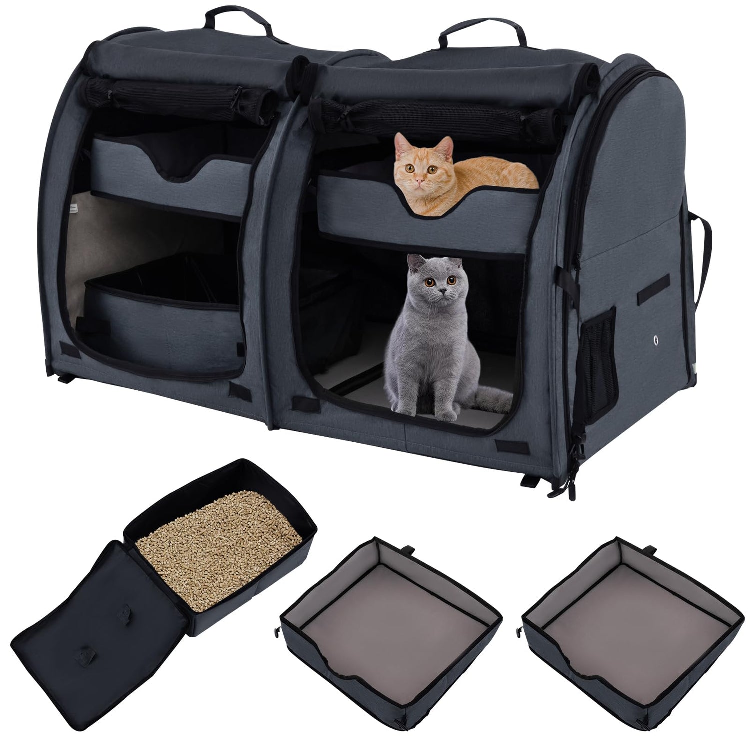 GYMAX Pet Carrier, Soft-sided Portable Cat Dog Travel Crate with 2 Removable Hammocks