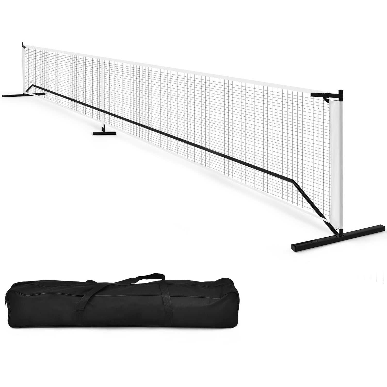 GYMAX Portable Pickleball Net, 22FT Metal Frame Badminton Net with Carrying Bag