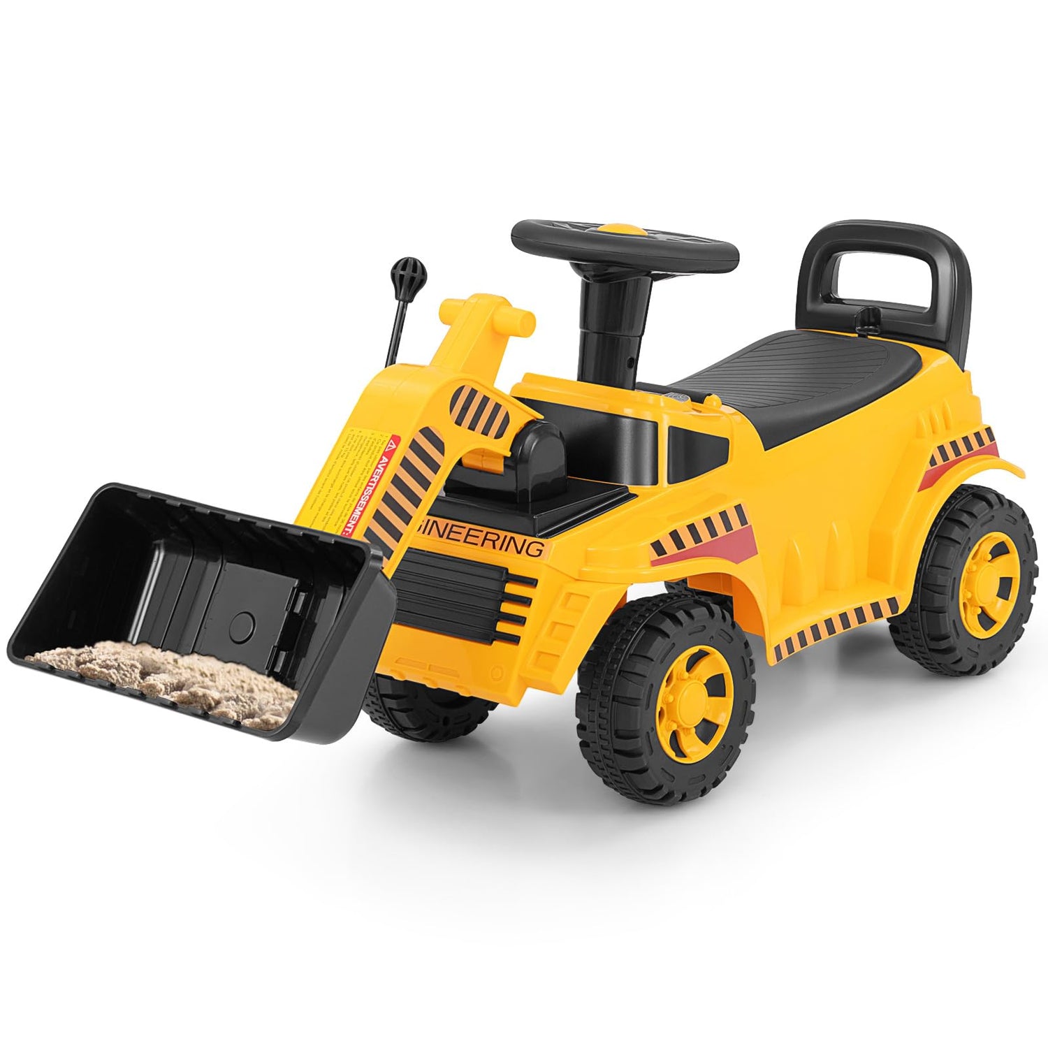 GYMAX Kids Ride on Excavator, Toddlers Push Along Car with Adjustable Bucket(Bulldozer)