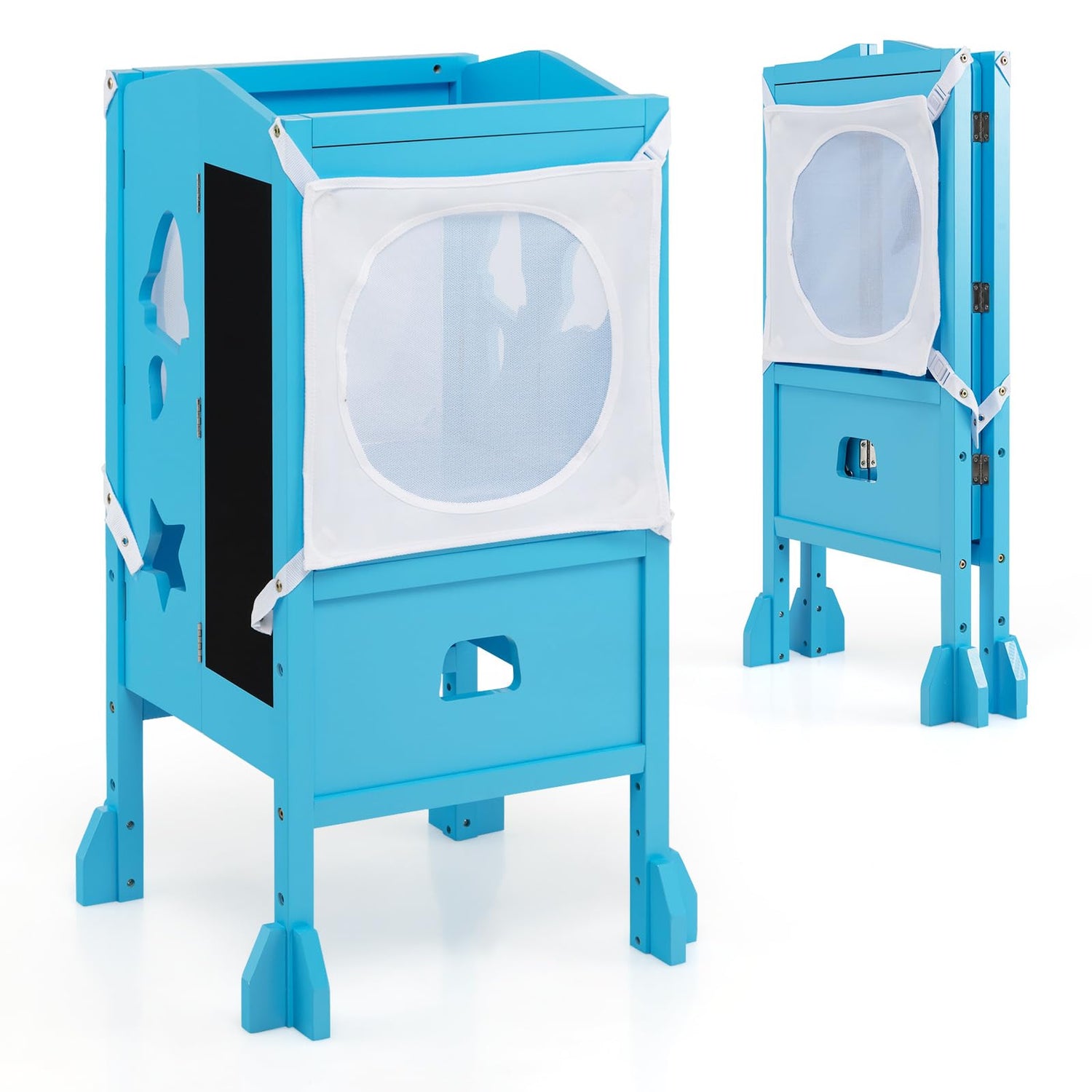 GYMAX Kids Step Stool, Wooden Kitchen Toddler Helper Stand with Adjustable Height
