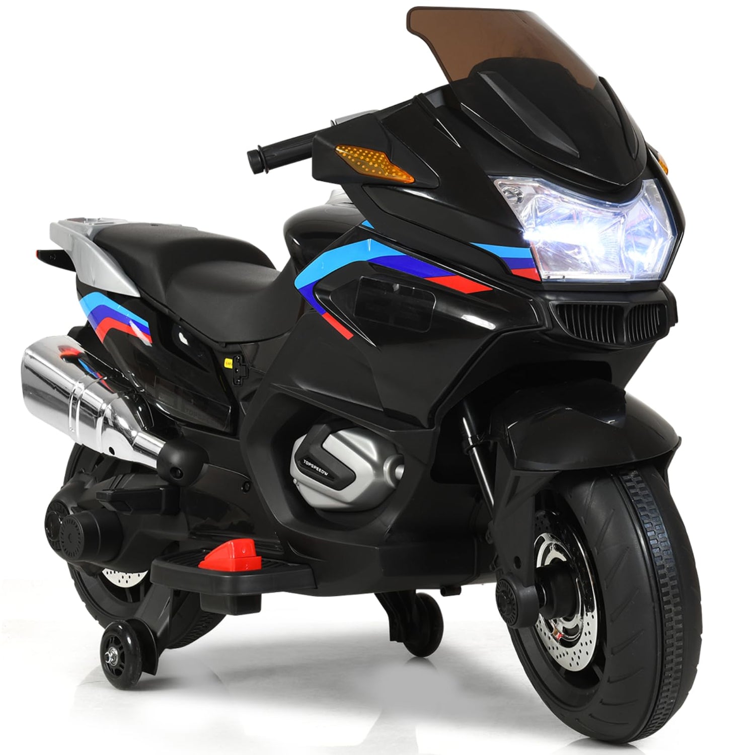 GYMAX 12V Children Electric Motorbike with Training Wheels