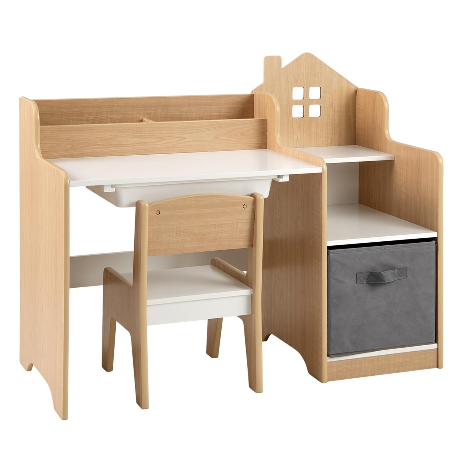 GYMAX Children Writing Table with Drawer