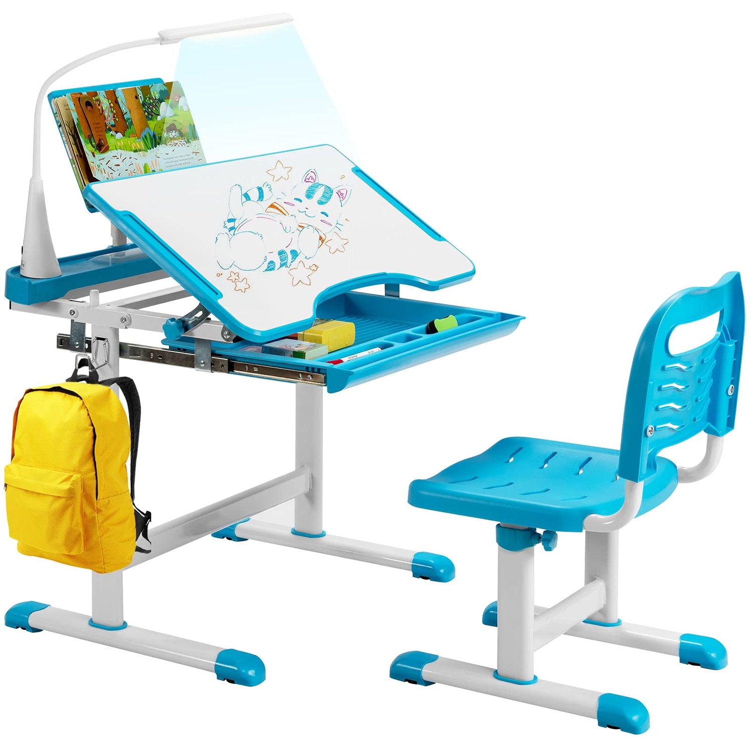 GYMAX Height Adjustable Kids Table with Chair