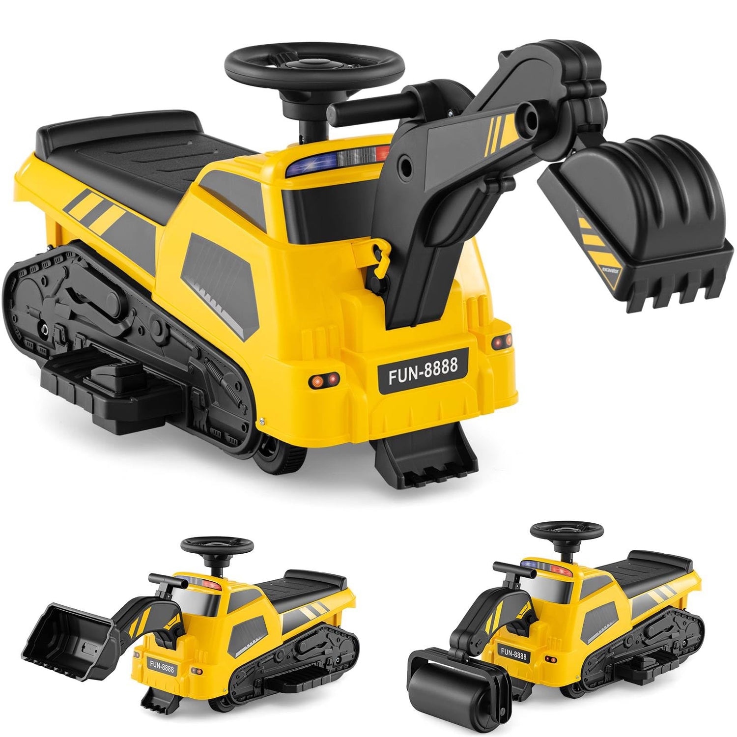 GYMAX 6V Battery Powered Toy Bulldozer with Adjustable Arms