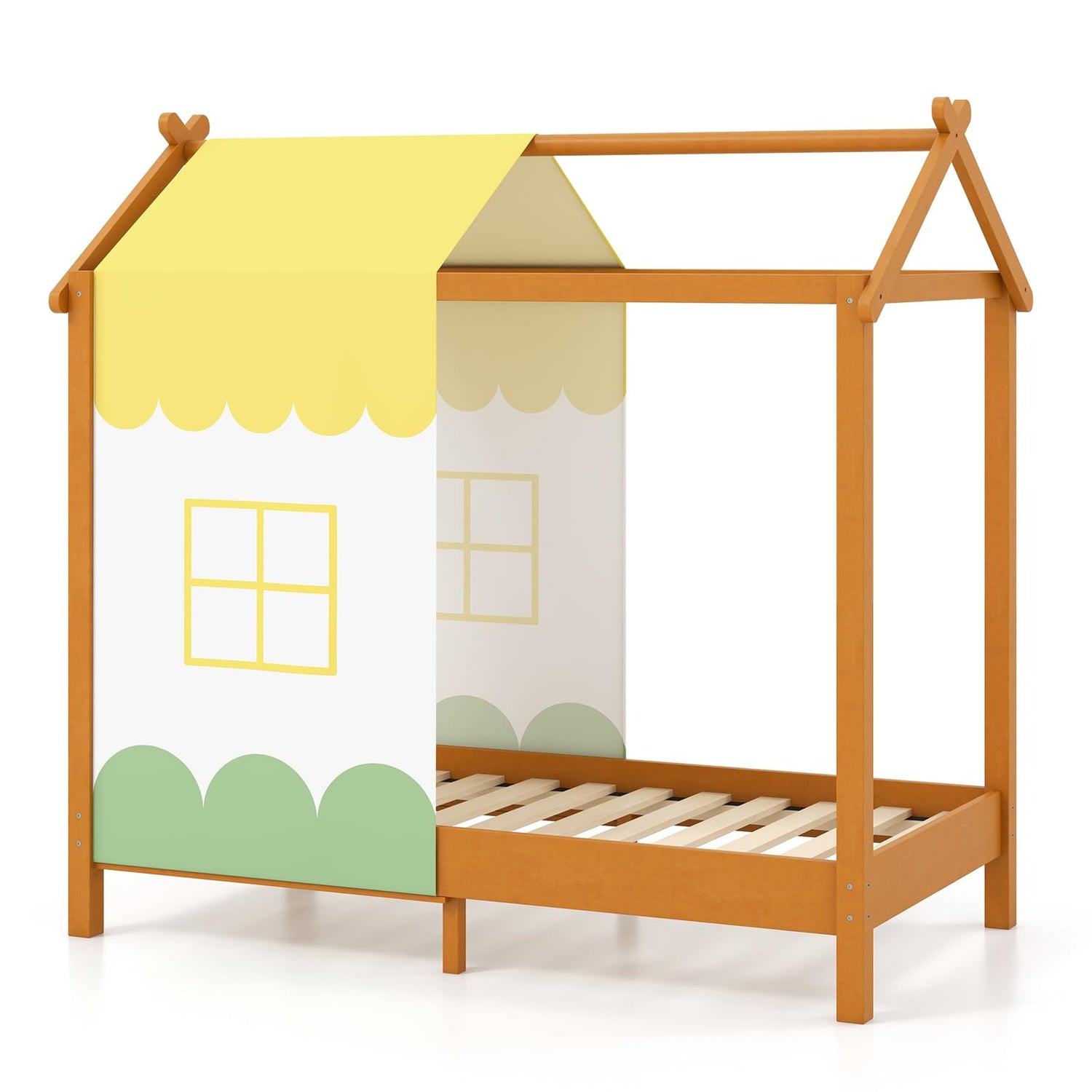 GYMAX Toddler Single Bed with Detachable Canopy