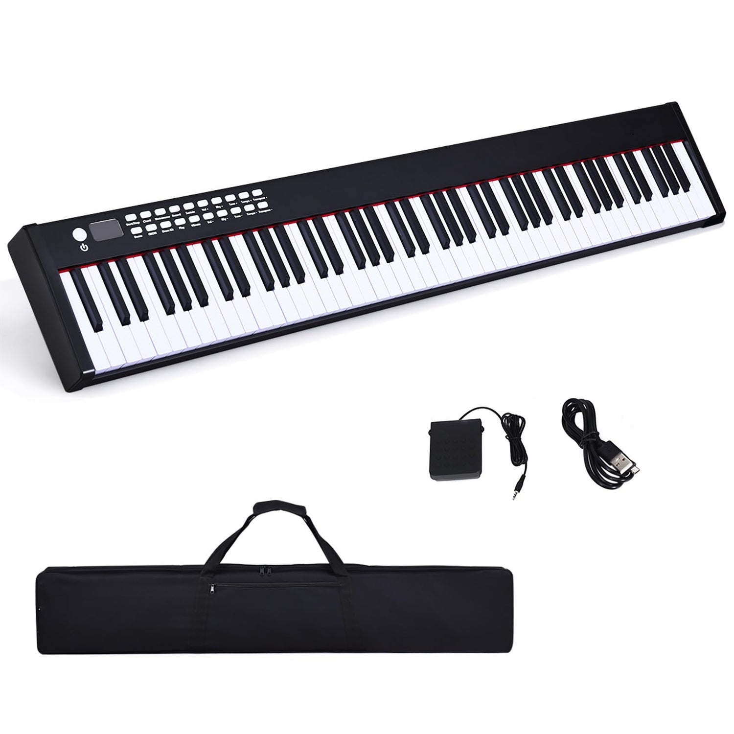GYMAX 88 Keys Digital Piano, Portable Keyboard Piano with Bluetooth, MP3/USB/MIDI, Sustain Pedal