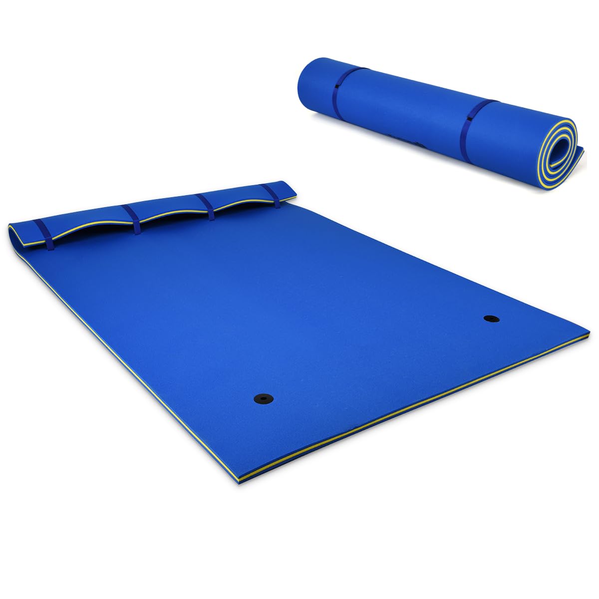 GYMAX Water Lounger Swim Platform with Pillow Design