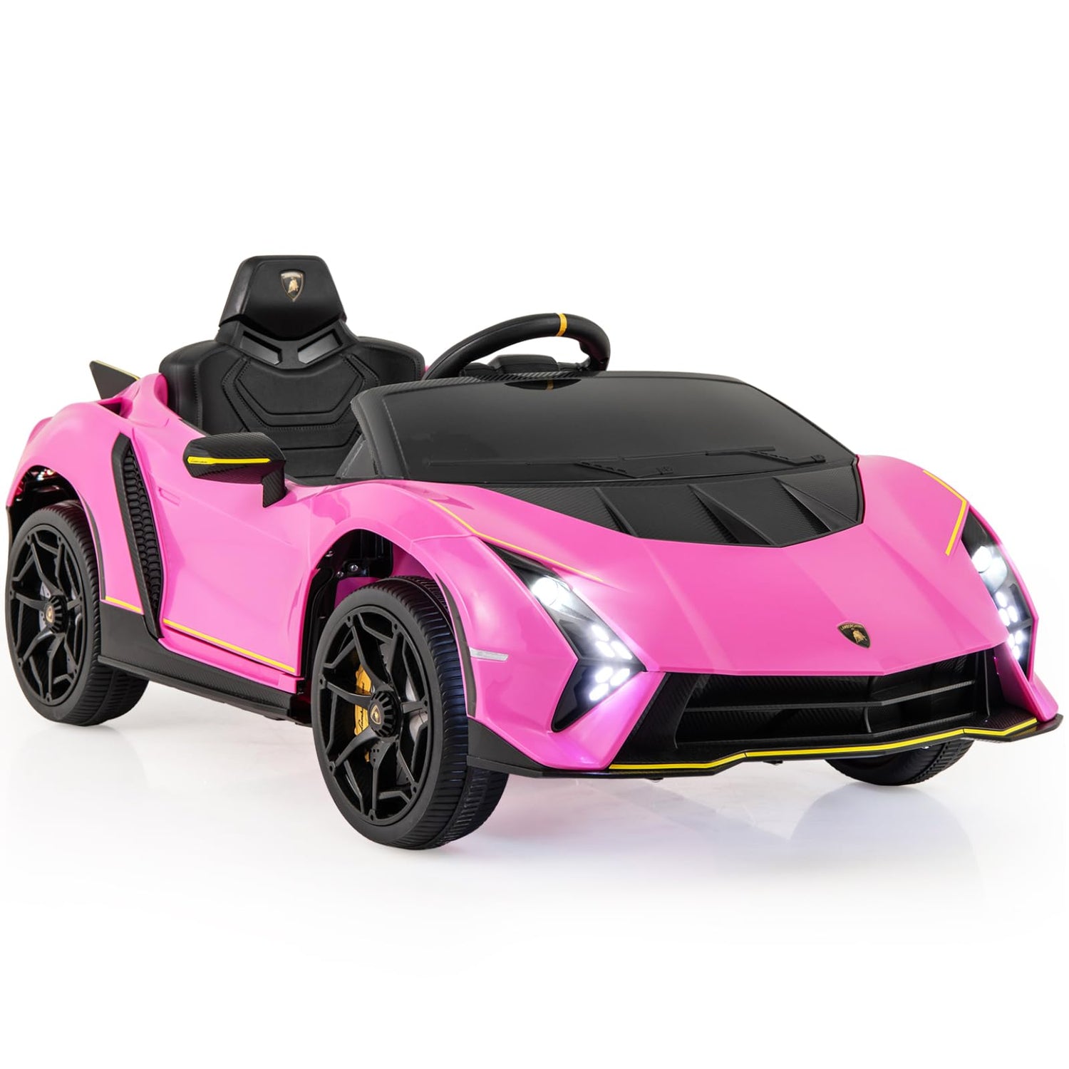GYMAX Kids Ride on Car, 12V Battery Powered Licensed Lamborghini Car with Remote Control