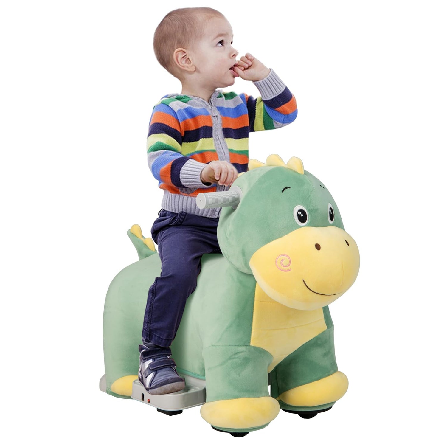 GYMAX Kids Ride on Animal, 6V Battery Powered Toy Car with Music & Washable Cover