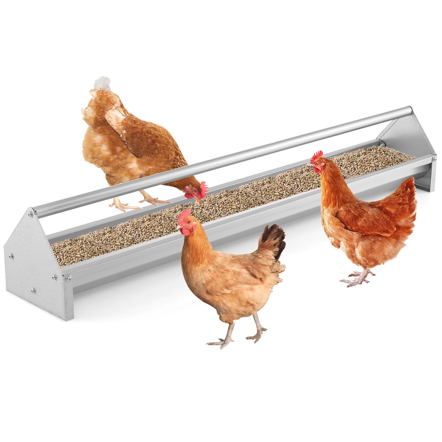 GYMAX 115cm Long Heavy-Duty Large Capacity Chicken Feeder