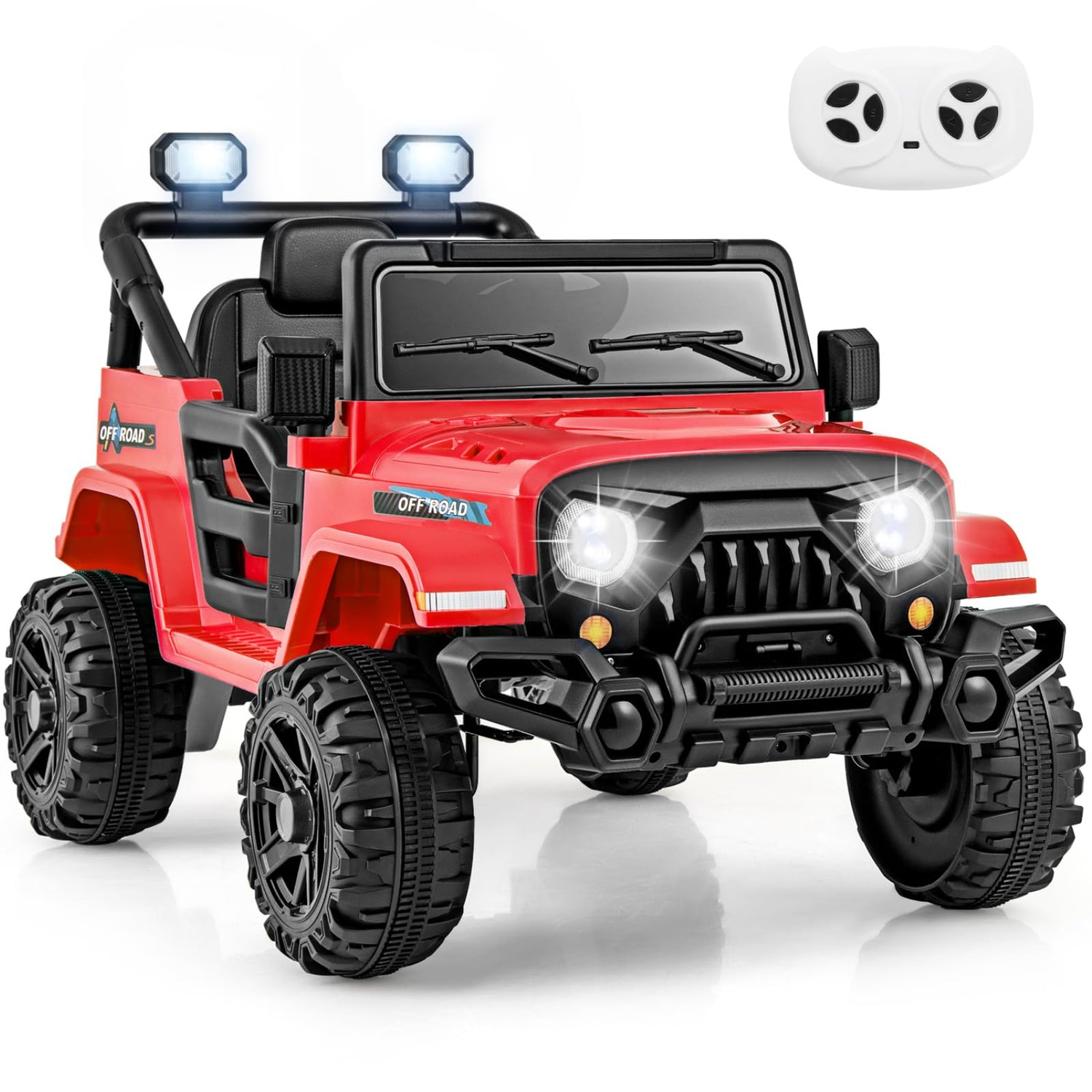 GYMAX Kids Ride on Car, 12V Battery Powered Toy Car with Remote Control, Lights, Music