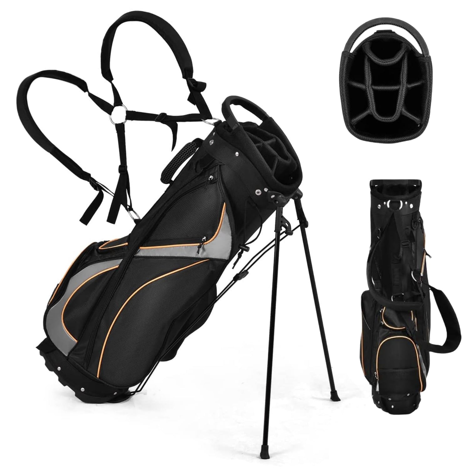 GYMAX Golf Stand Bag, Professional Golf Club Bag with 8 Way Divider