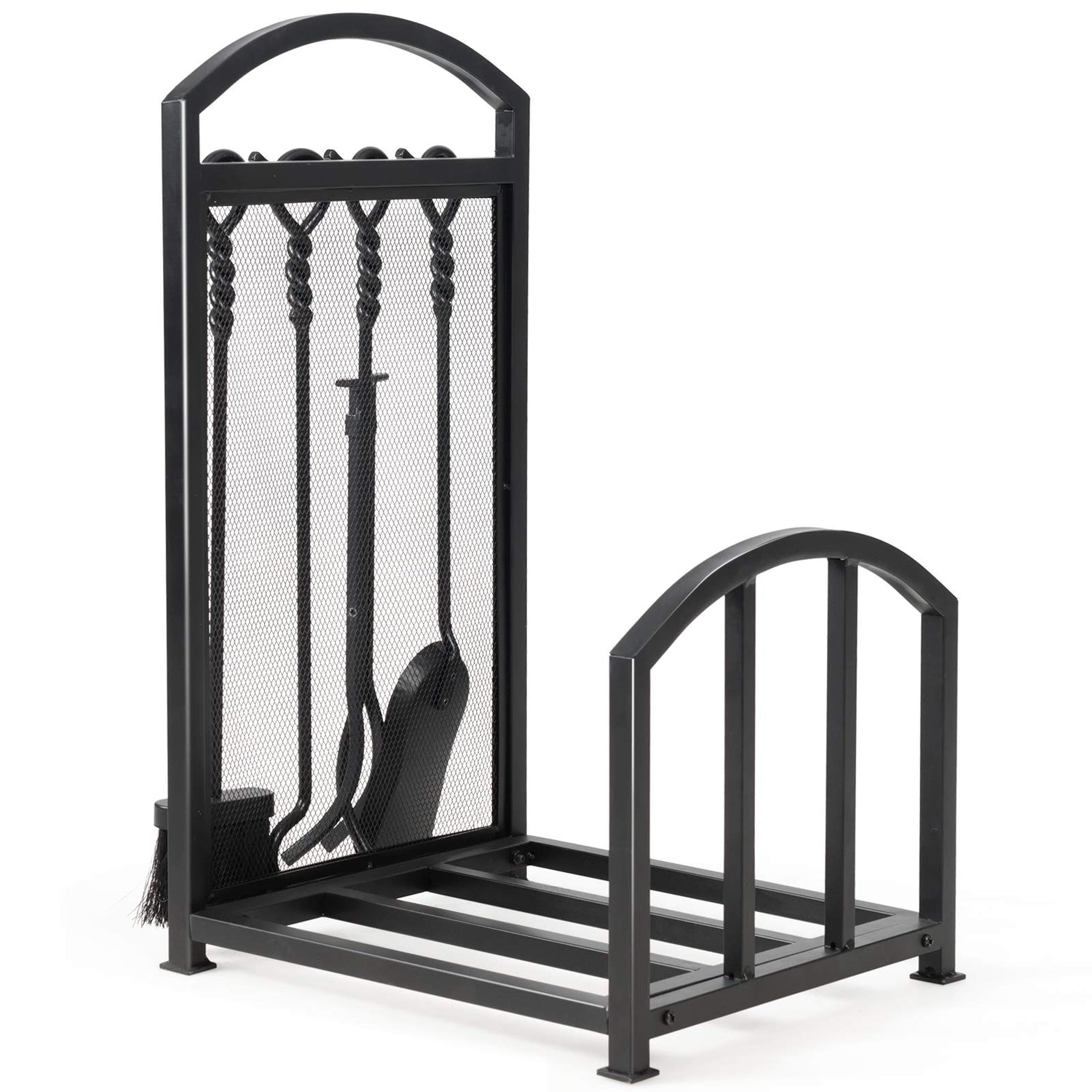 GYMAX Fireside Firewood Holders with Tong