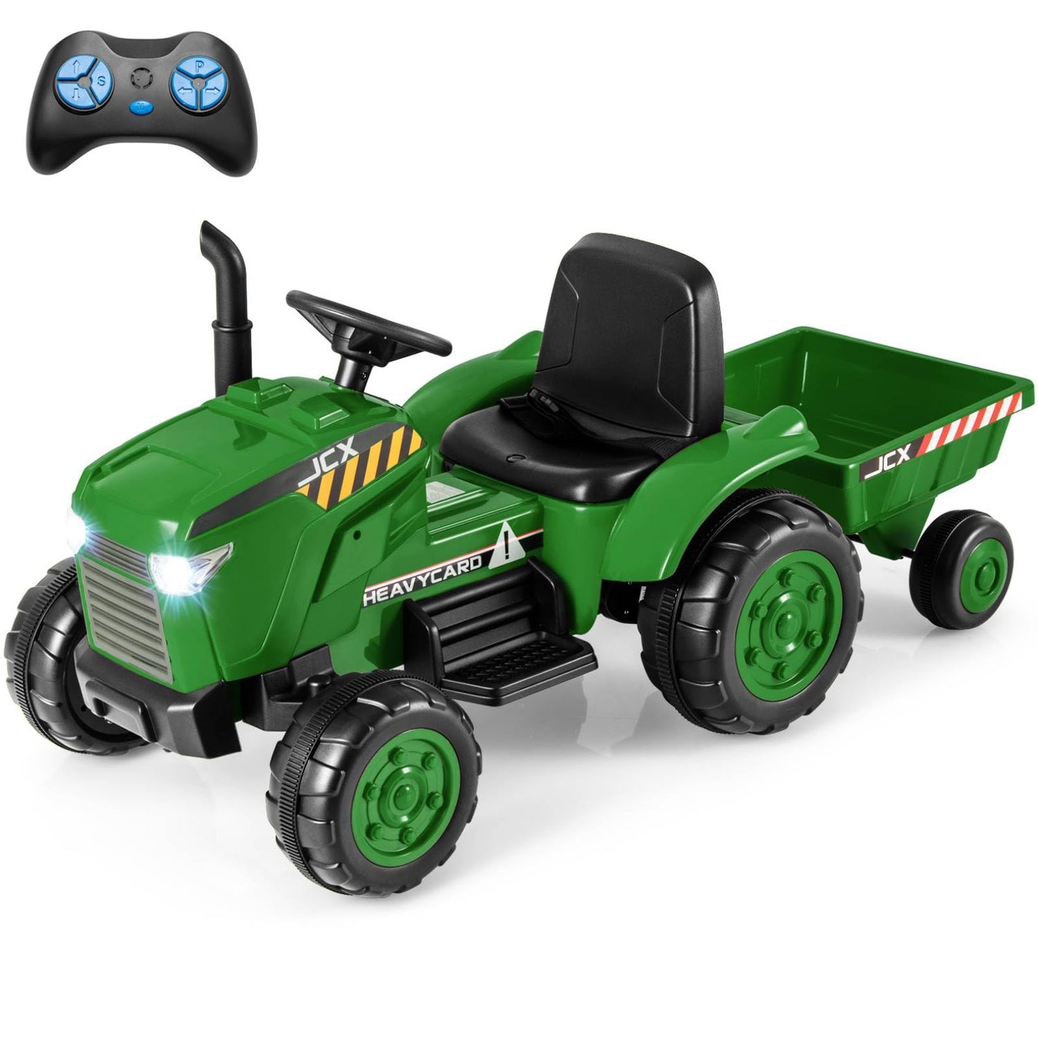 GYMAX Kids Ride On Tractor and Trailer with Remote Control