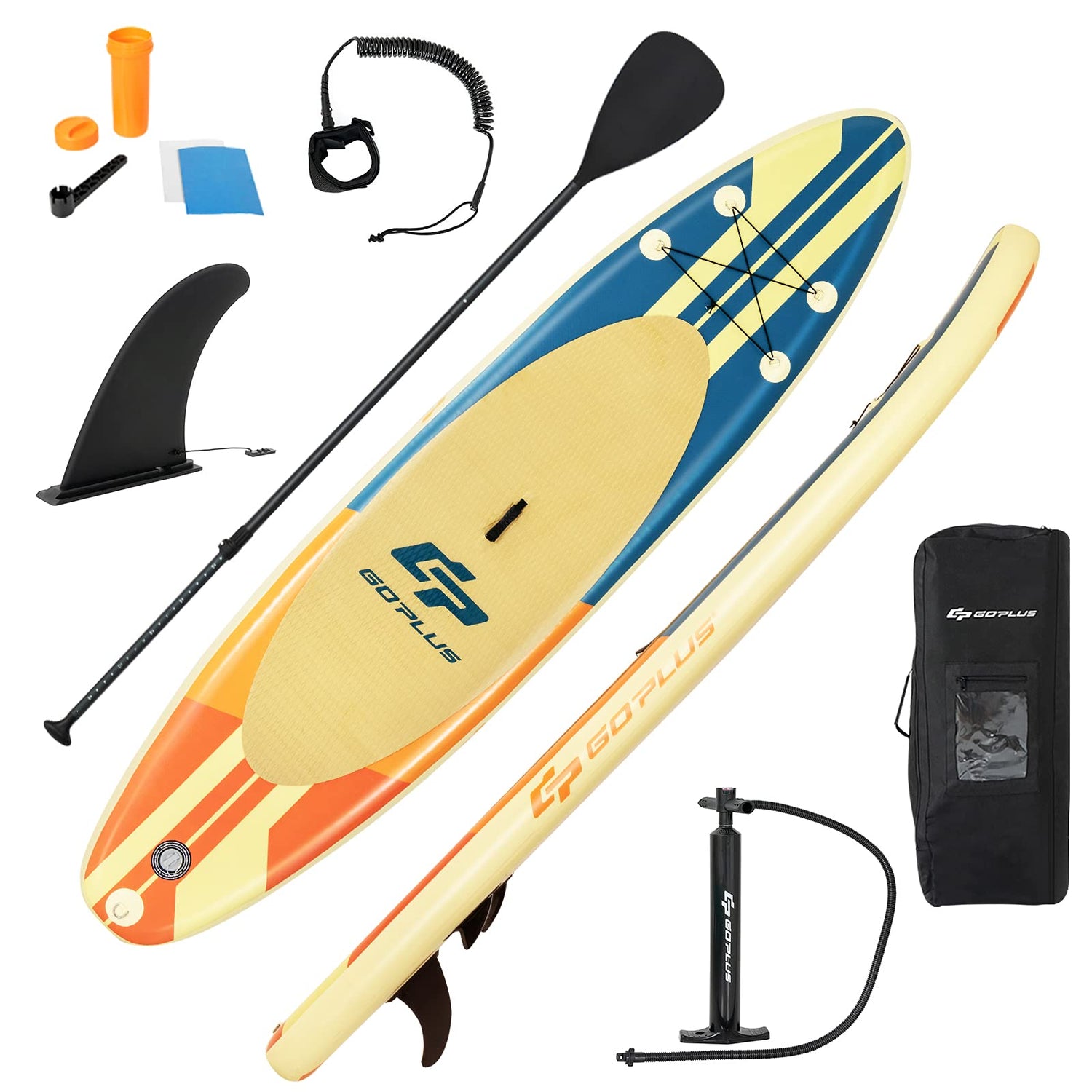 GYMAX 11FT Inflatable Paddle Board, 6" Thick Stand Up SUP Paddleboards with Non-Slip Deck, 335 x 76 x 15cm