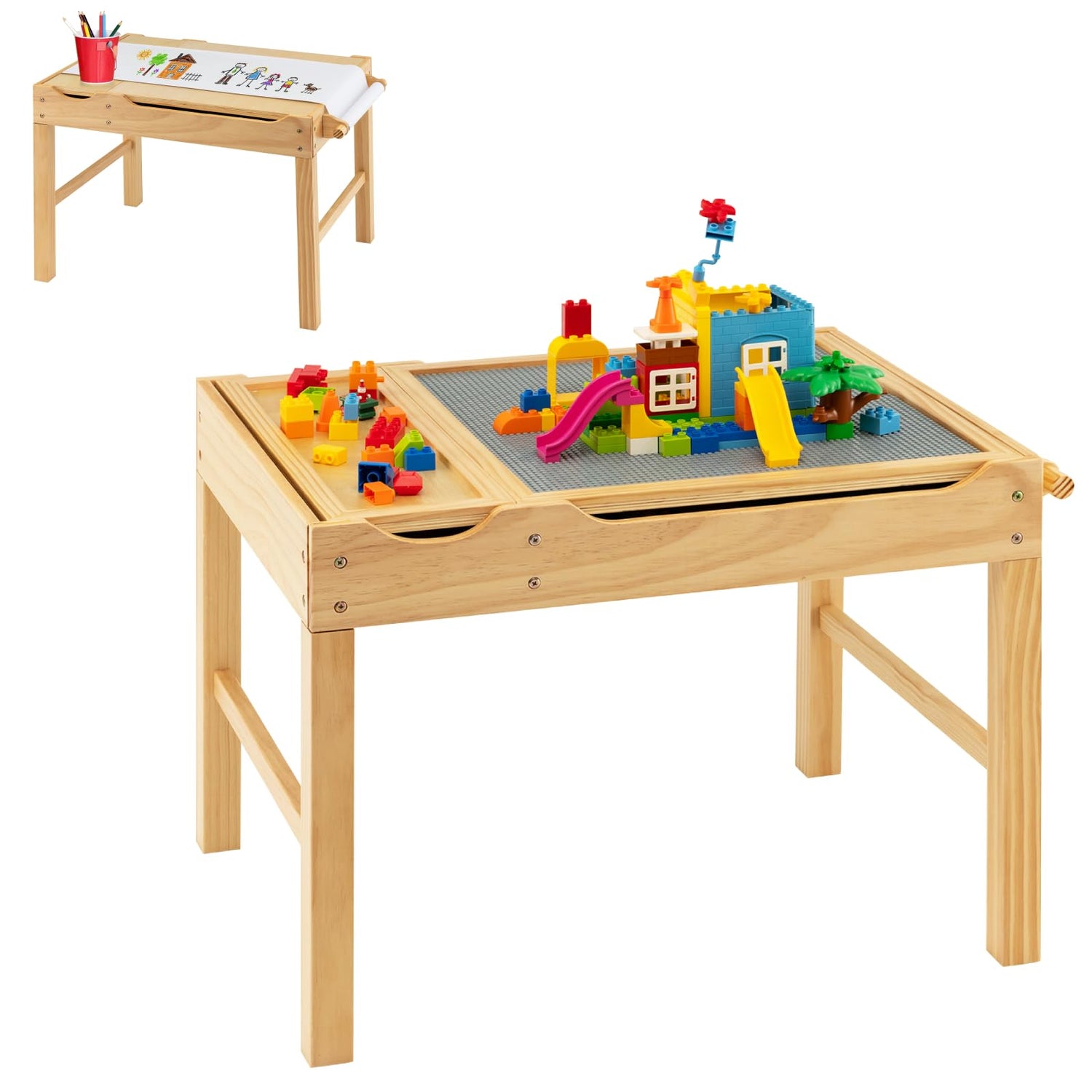GYMAX 3-in-1 Kids Activity Table