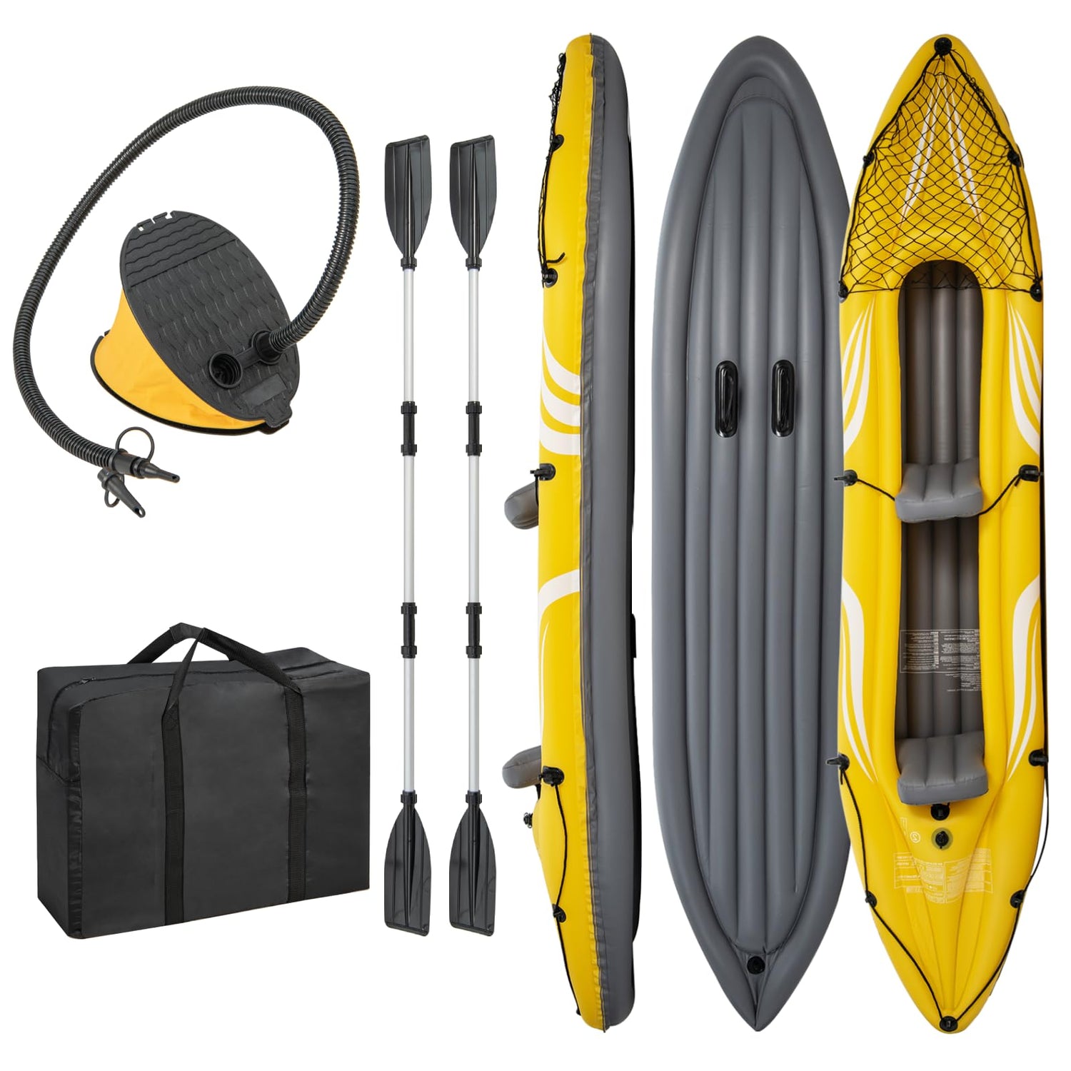 GYMAX 2-Person Inflatable Boat with Aluminum Oars