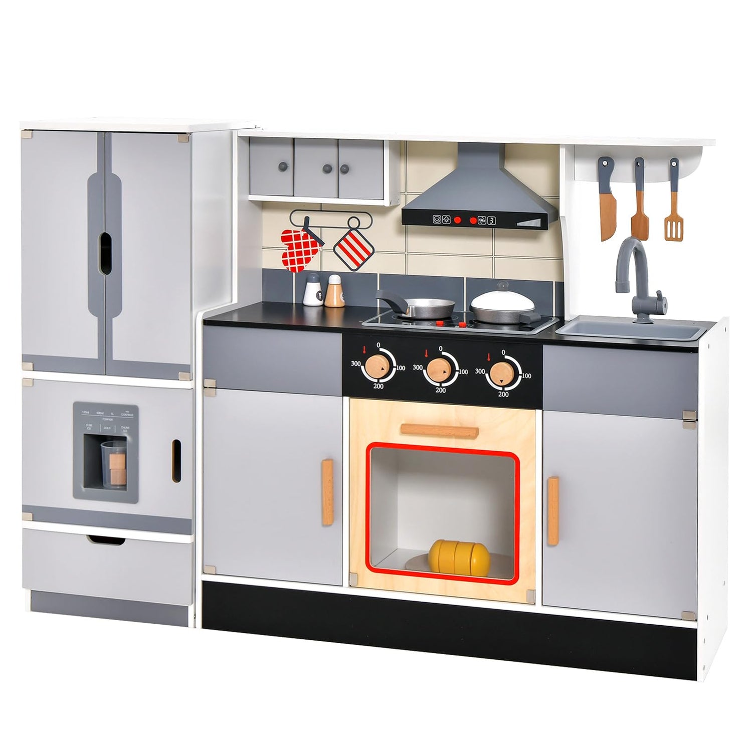 Wooden Kitchen Playset Large Pretend Toy Kitchen for Toddlers
