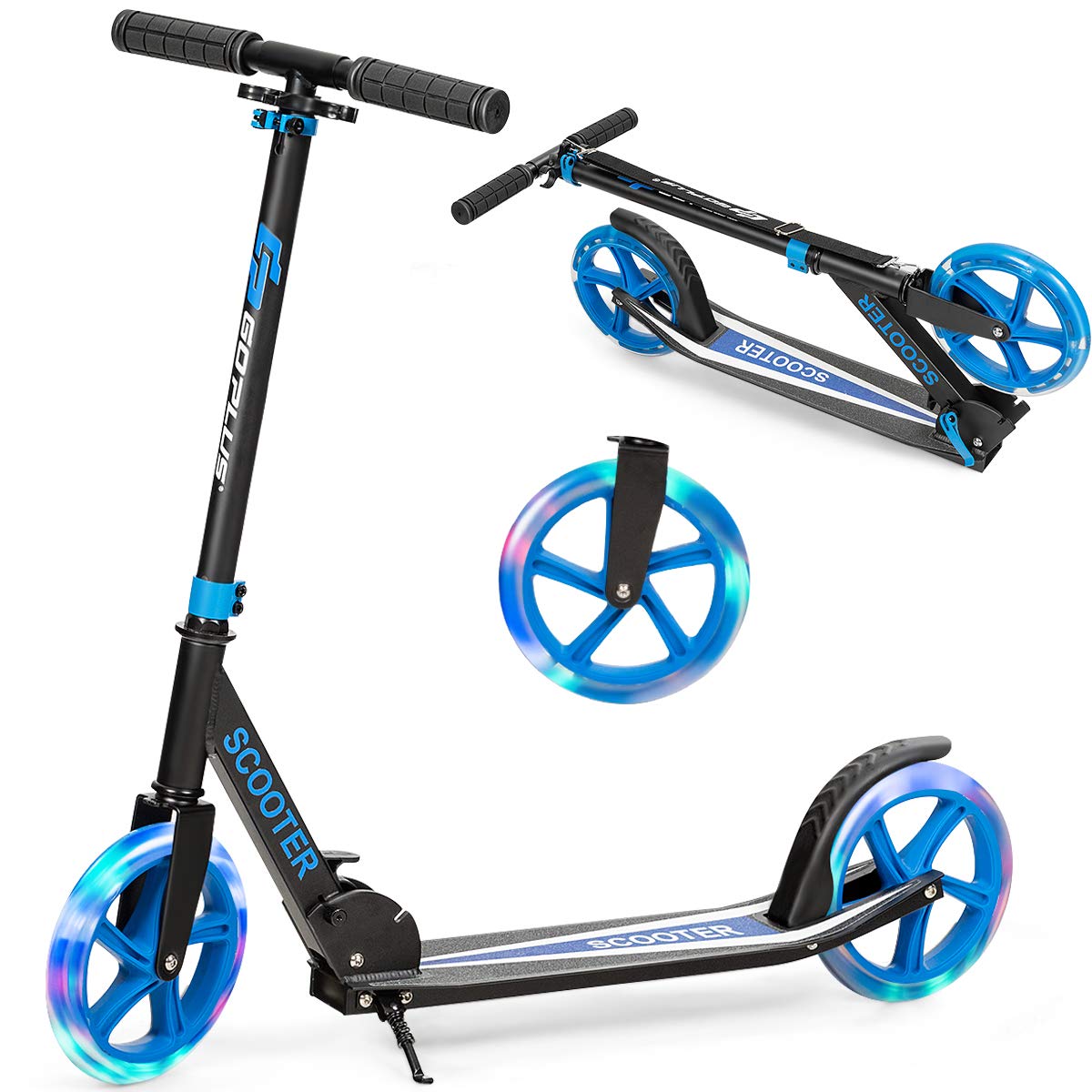 Foldable Scooters with Adjustable Height and Light Wheel