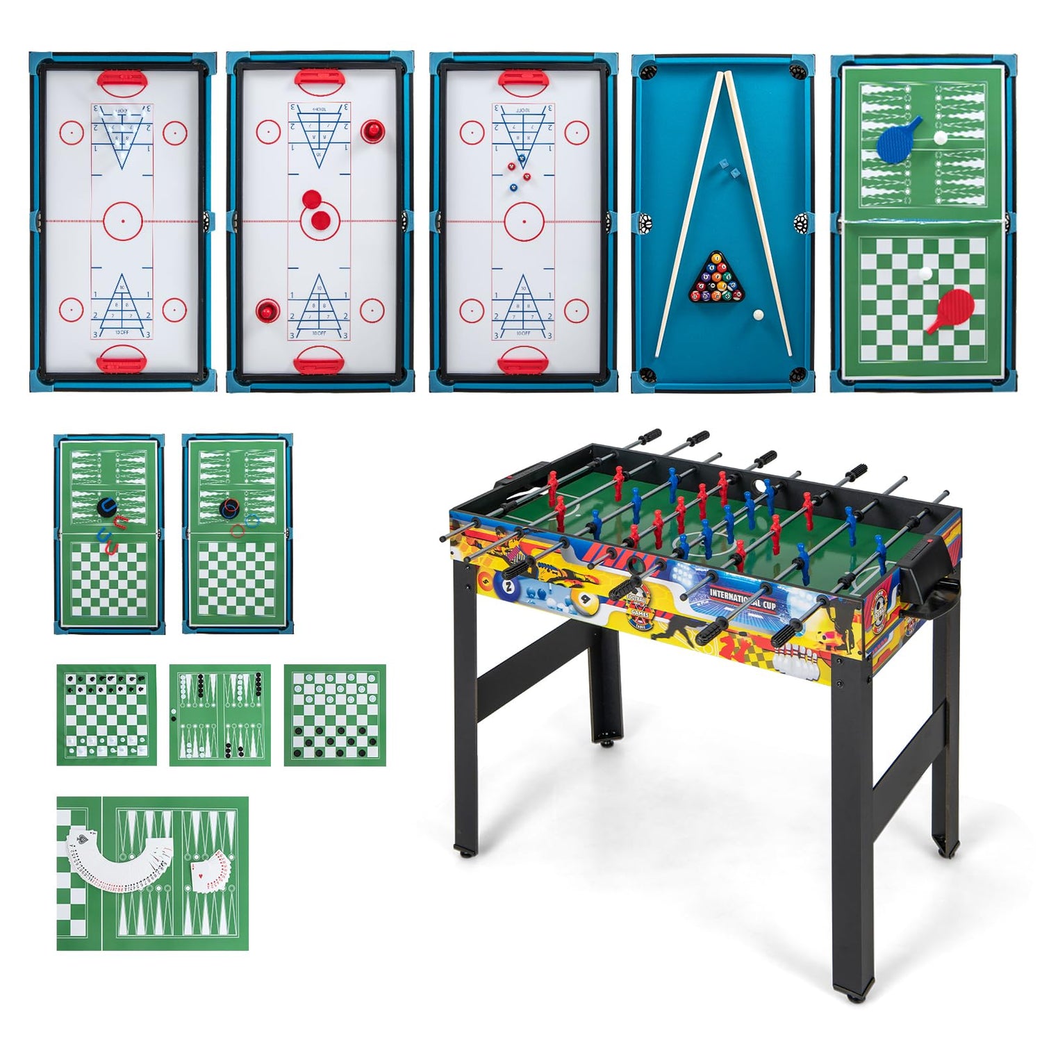 GYMAX 12 in 1 Multi Game Table, 48’’ Wooden Combo Games Table