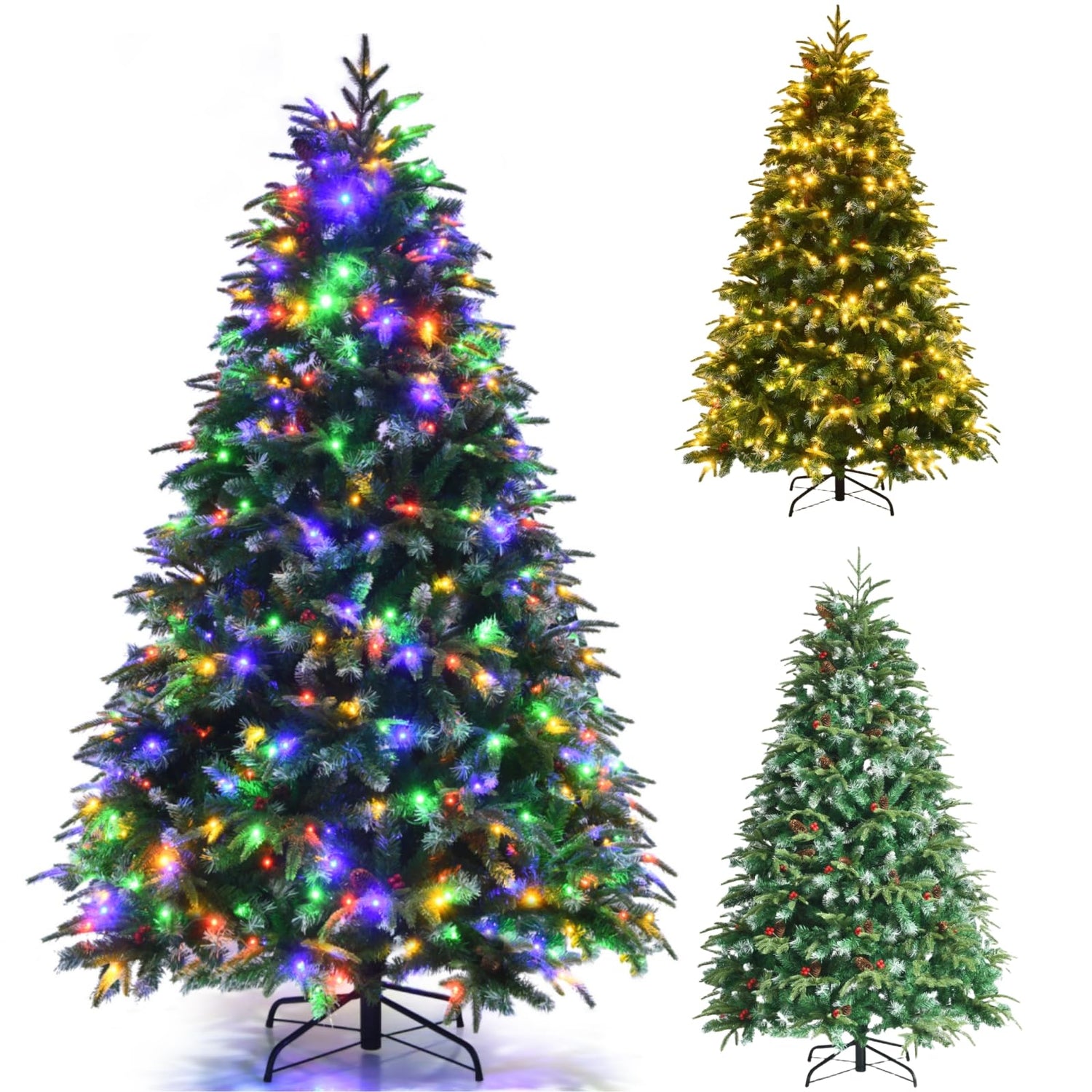 GYMAX 6FT Pre-Lit Artificial Christmas Tree with 11 Lighting Modes