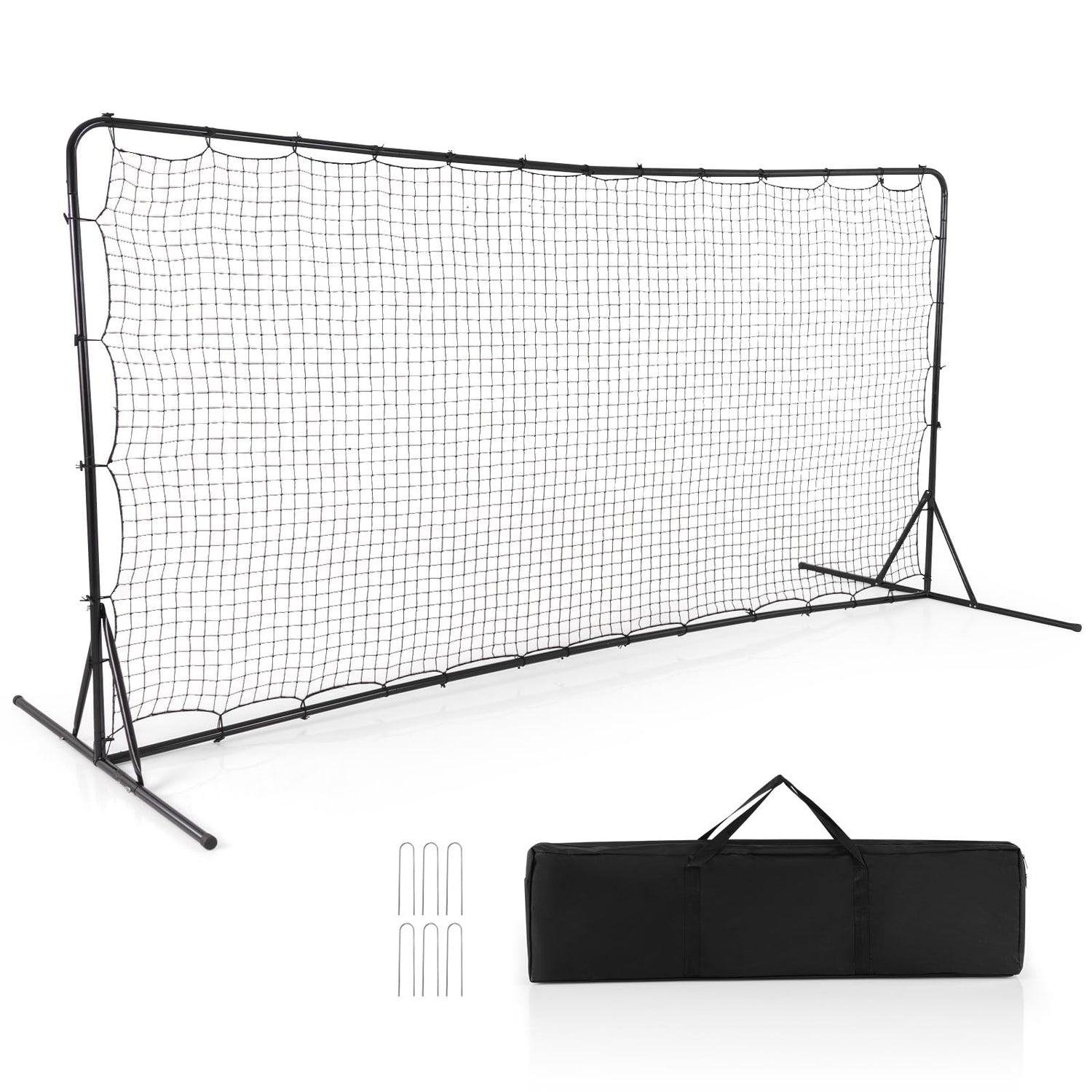 GYMAX 12 x 6FT Portable Soccer Trainer Equipment with Carrying Bag