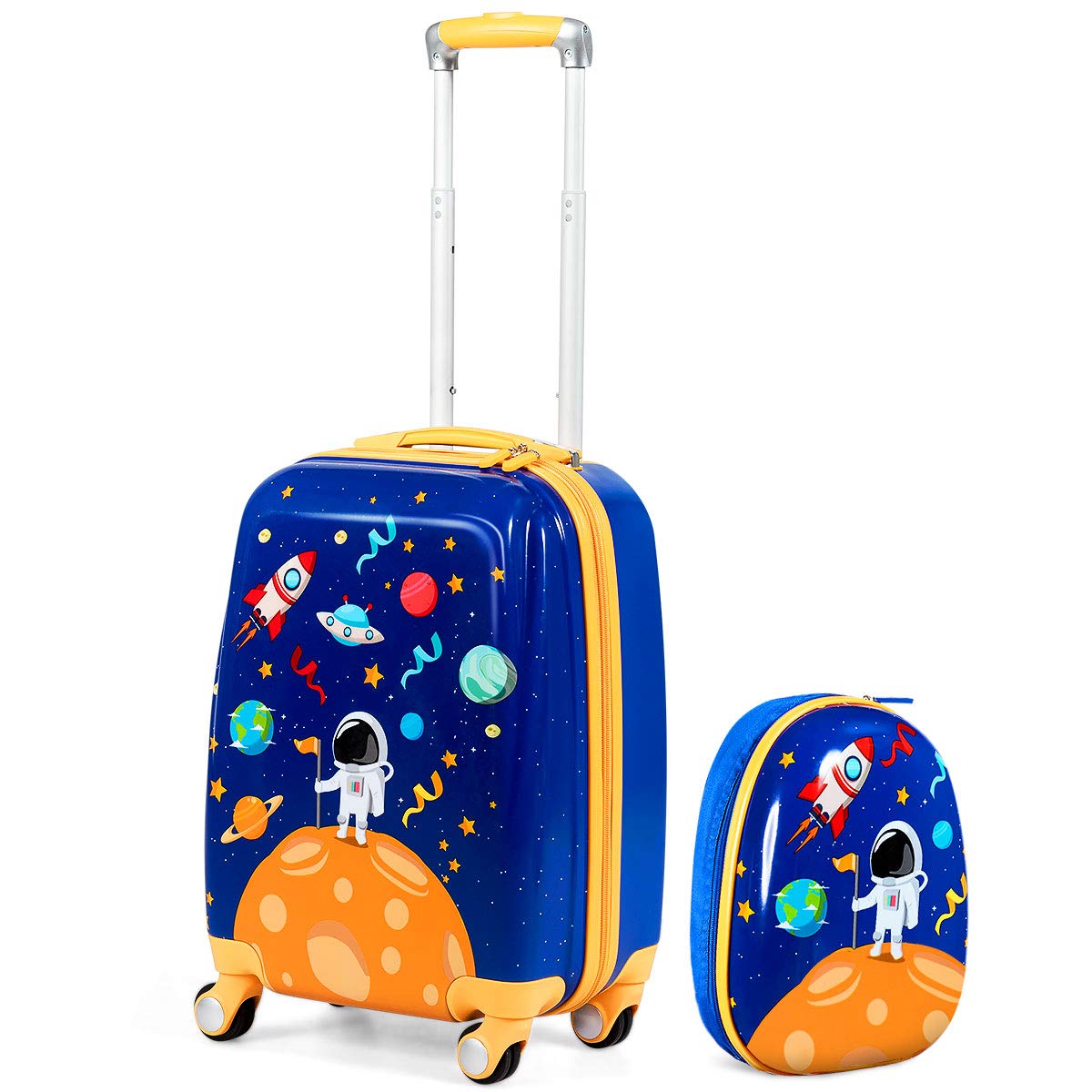 GYMAX 12" & 18" 2Pcs Kids Luggage Set for Travel School