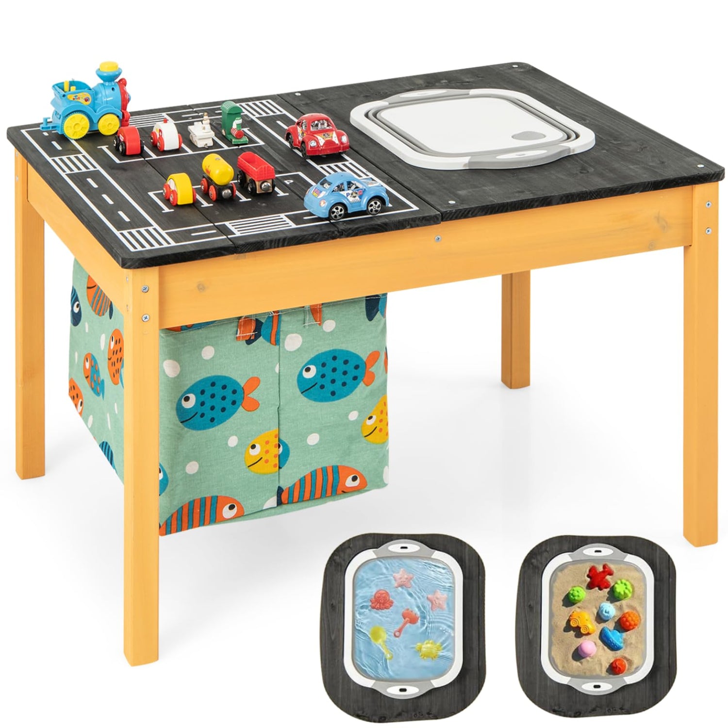 GYMAX 4-in-1 Kids Activity Table, Children Sand and Water Table