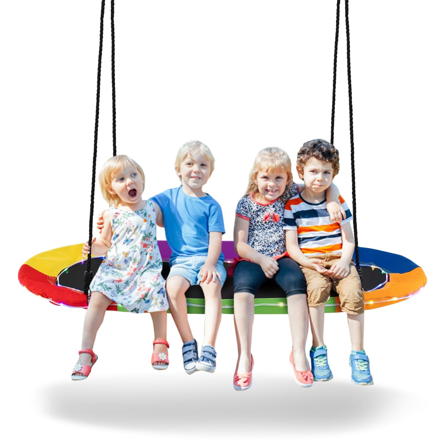 GYMAX Kids Nest Swing with LED Lights