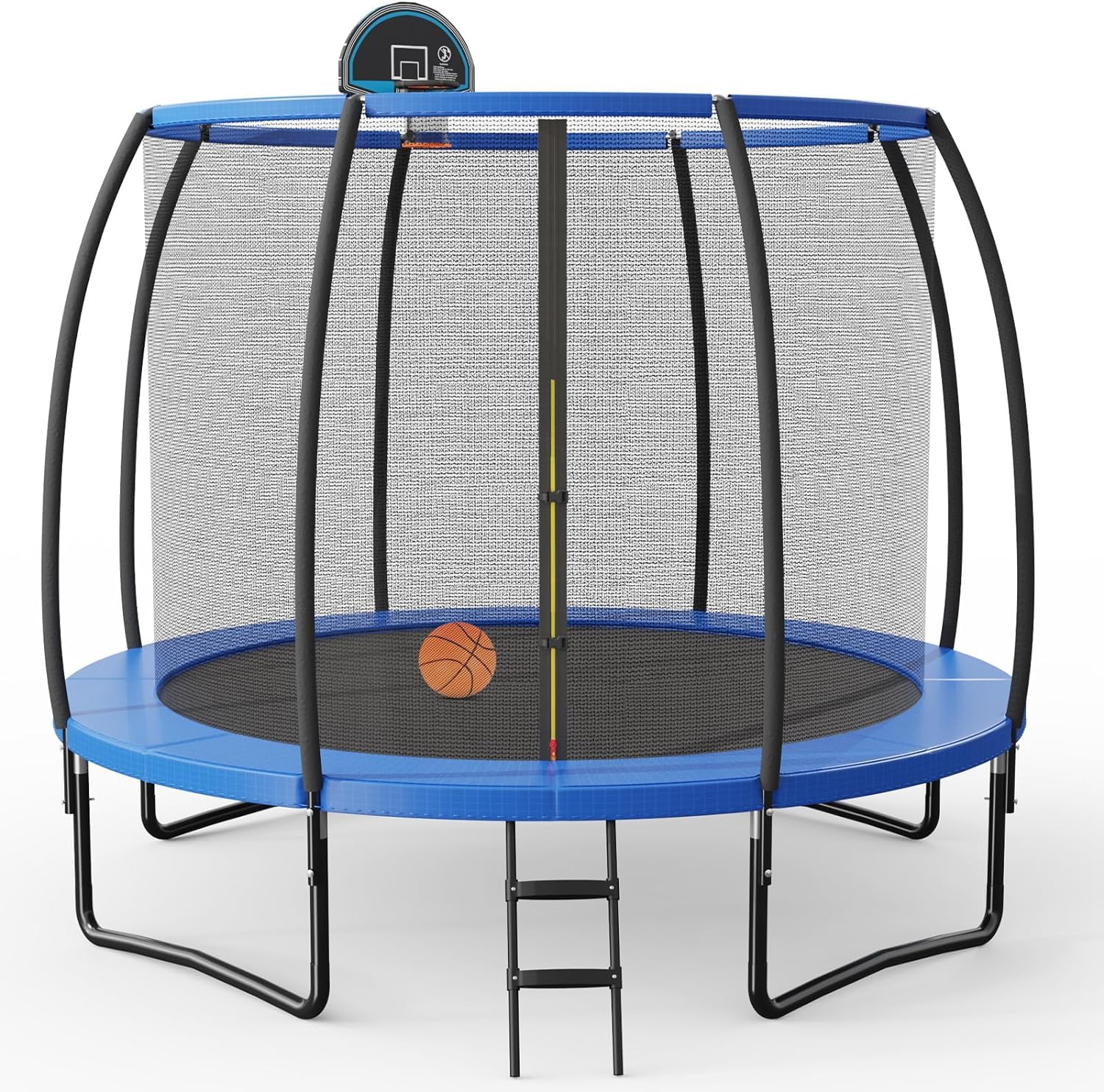 GYMAX 12FT Trampoline with Basketball Hoop, Enclosure Net, Safety Pad and Ladder