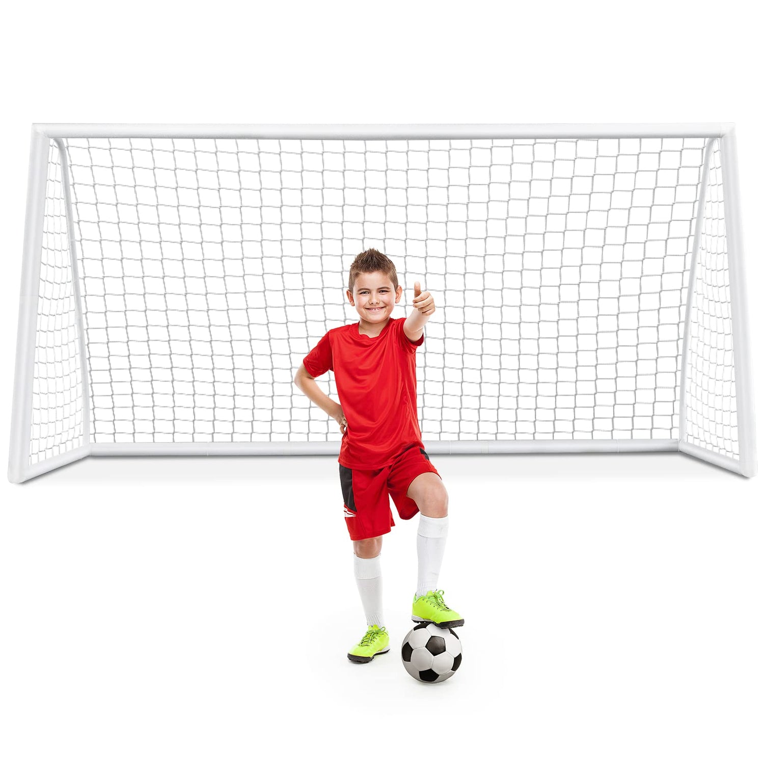 GYMAX PVC Soccer Goal with Thickened Post