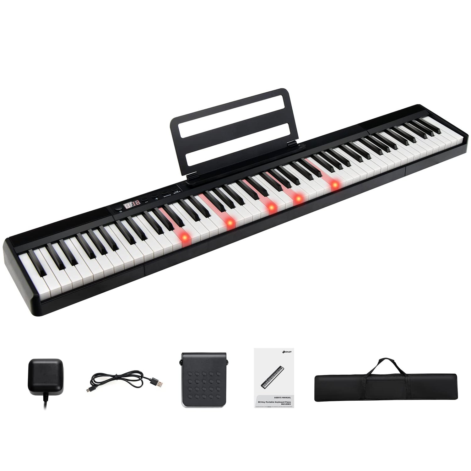 GYMAX 88 Keys Digital Piano Portable Electronic Keyboard with Bluetooth