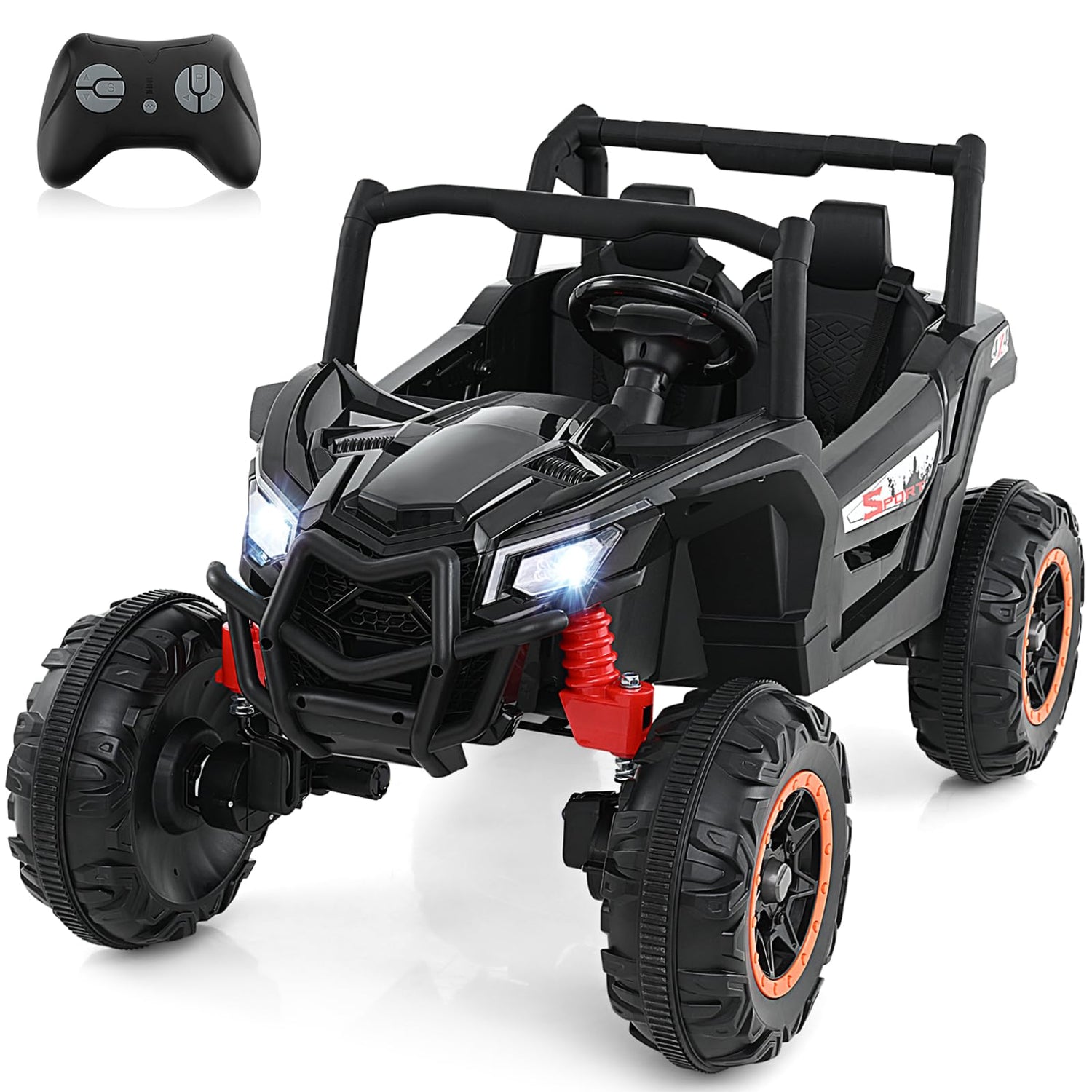 GYMAX 2-Seater Kids Electric UTV, 24V Battery Powered Toy Car