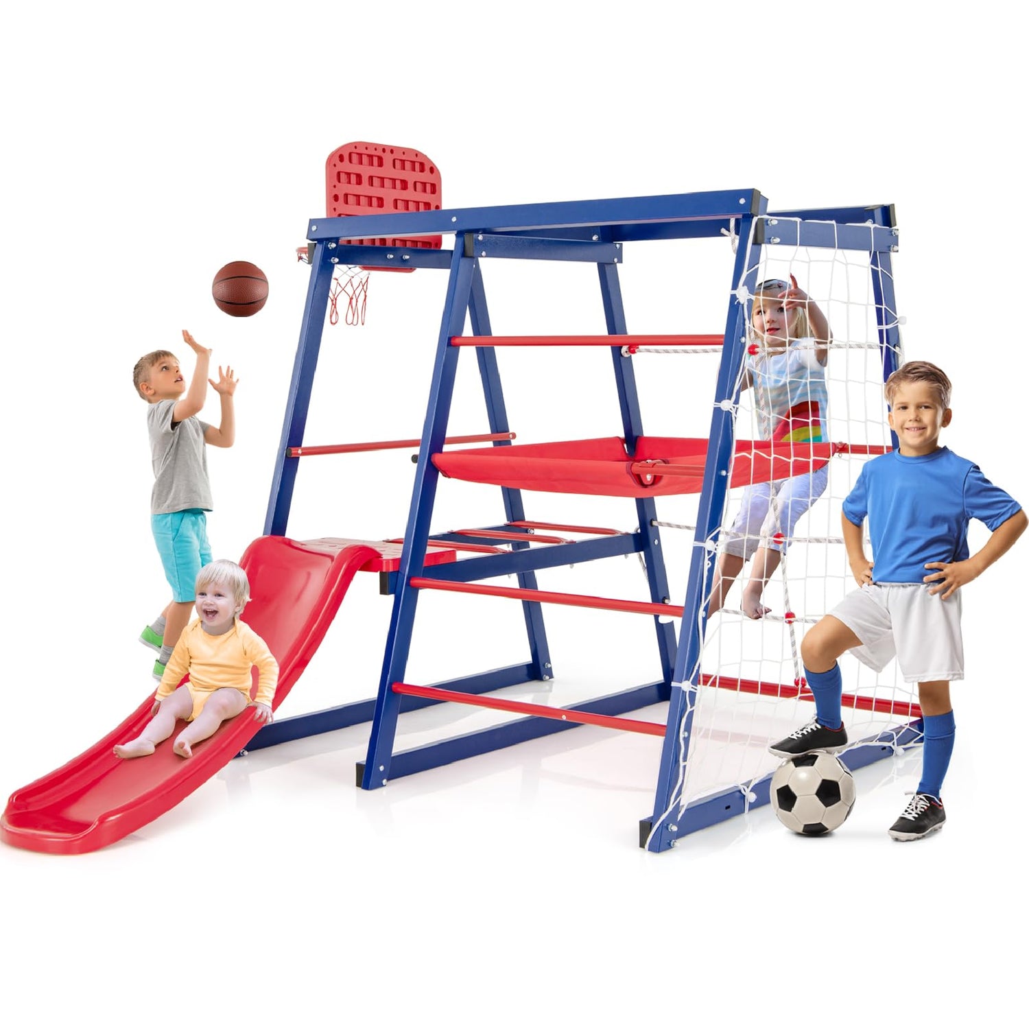 GYMAX 7 in 1 Kids  Heavy Duty Metal Toddler Climber Set