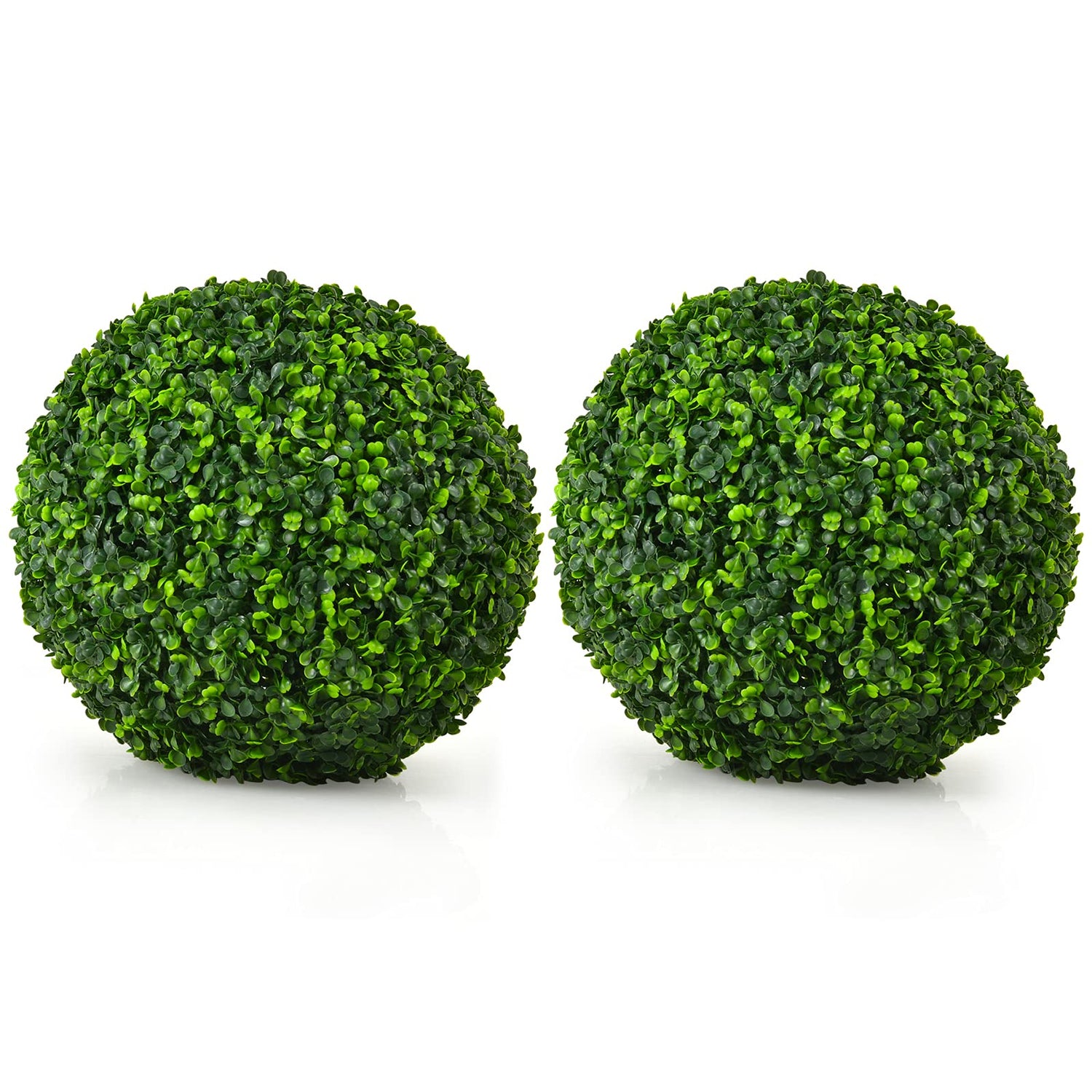 GYMAX 2PCS Artificial Topiary Ball 40cm Decorative Realistic Round Topiary Plant