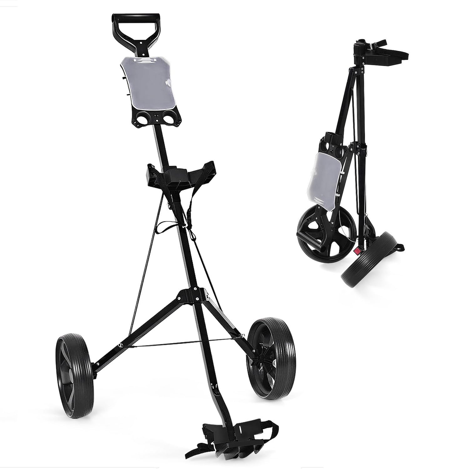 GYMAX Lightweight Folding Golf Trolley with Scoreboard