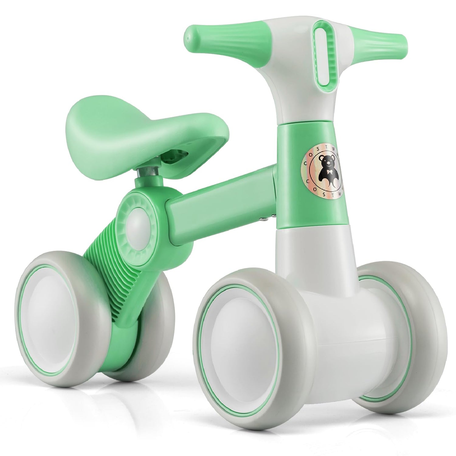 GYMAX Balance Bike, No Pedal Baby Walker Push Ride On Toy with 4 Wheels