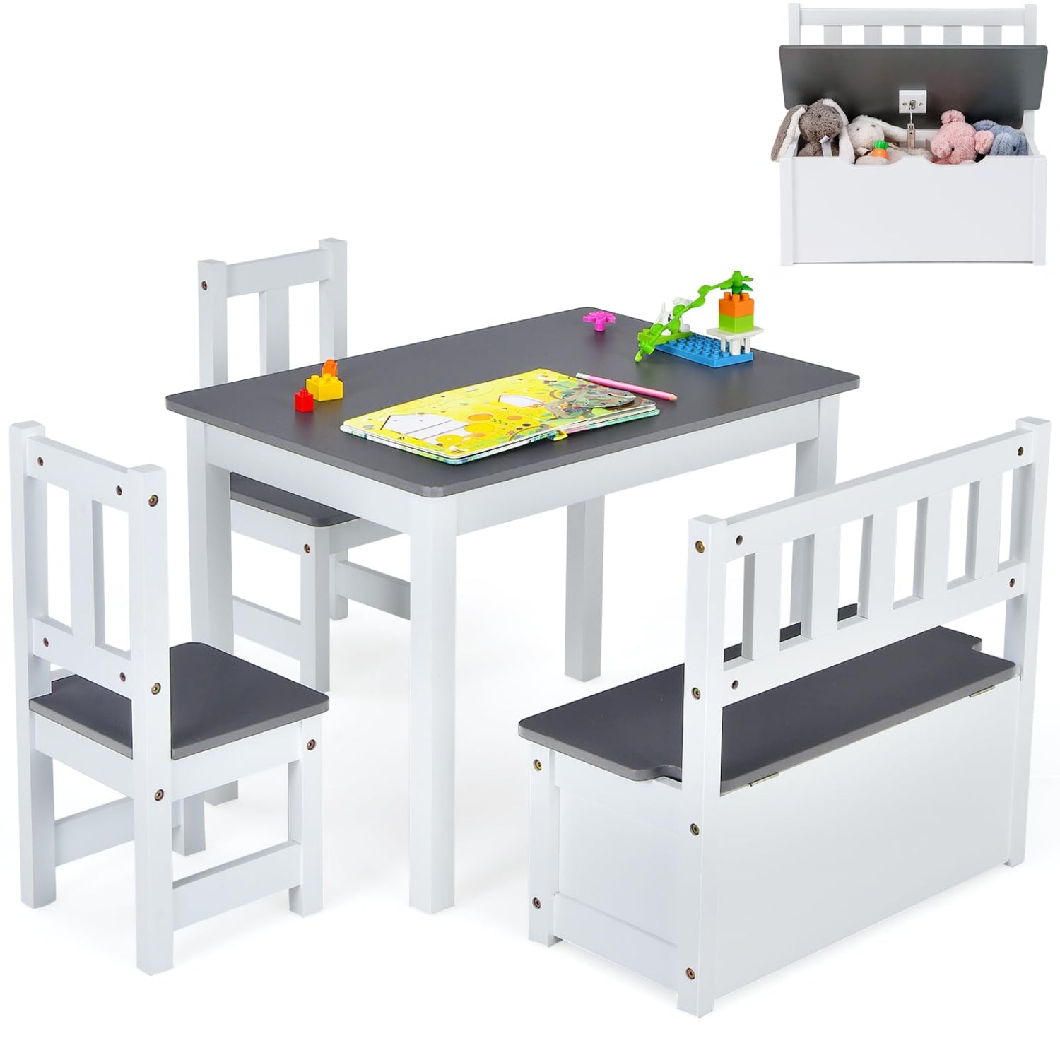 GYMAX Wooden Kids Table and Chair Set