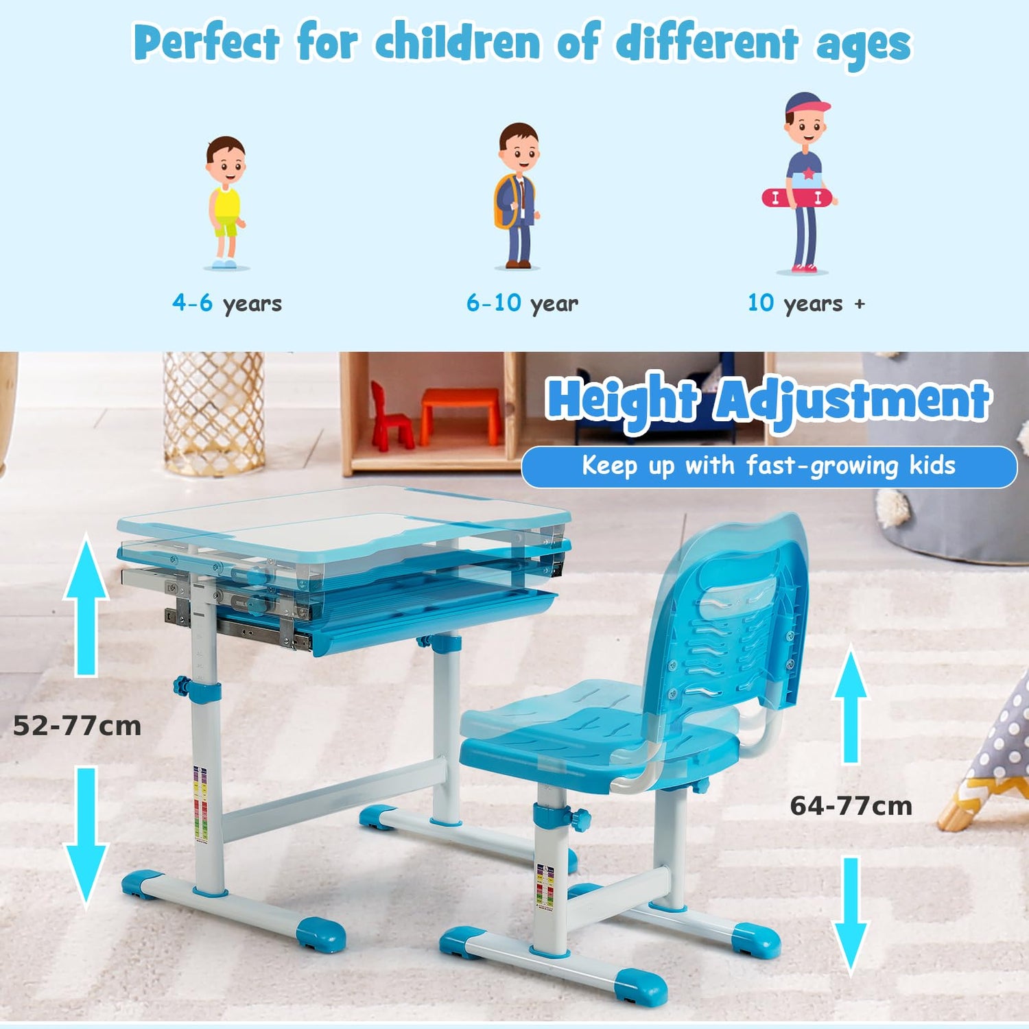 GYMAX Kids Desk and Chair Set