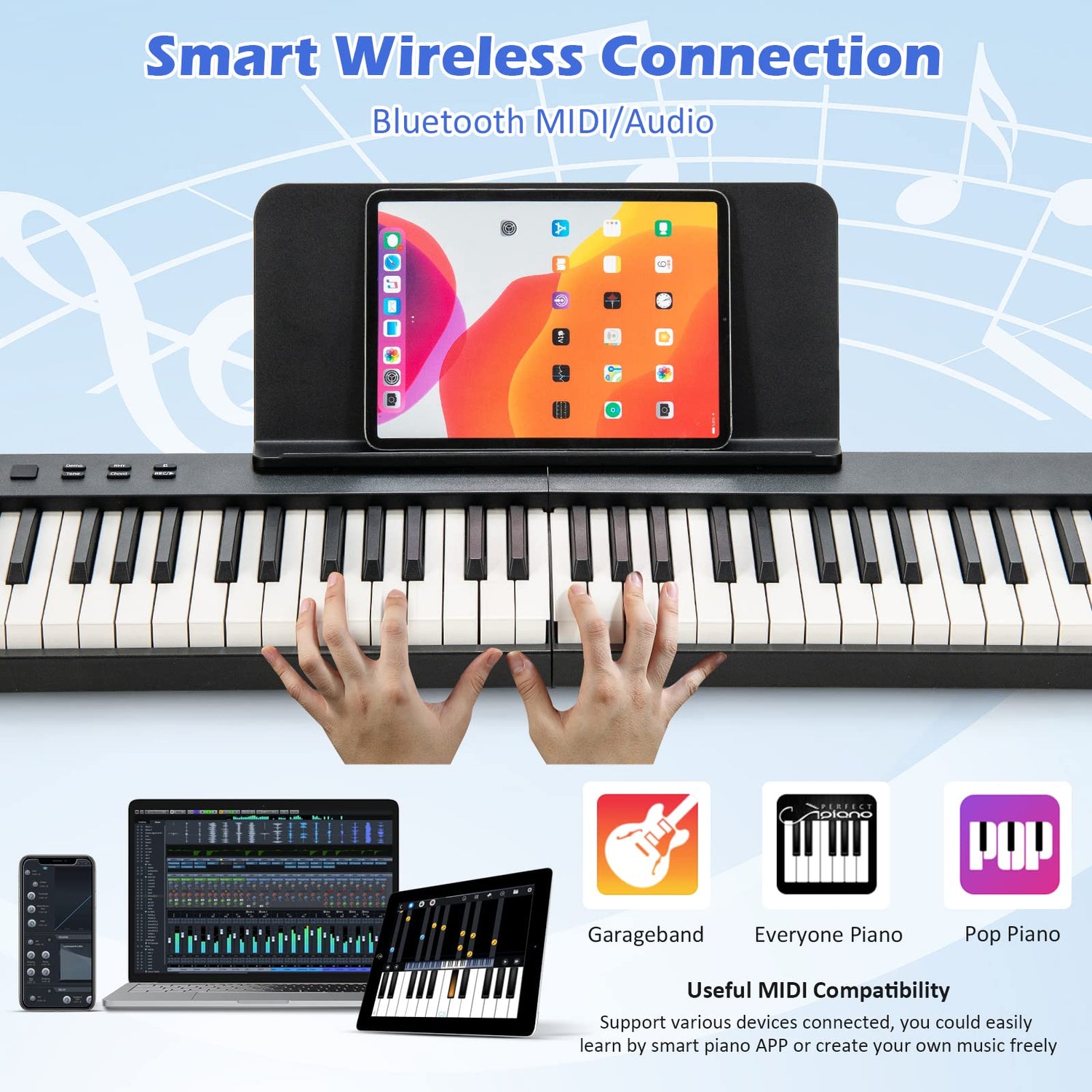 GYMAX 88 Keys Foldable Keyboard Piano