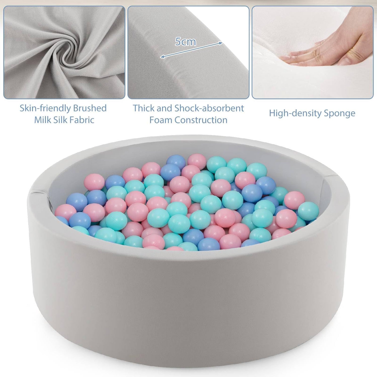 GYMAX Kids Ball Pit, Soft Foam Ball Pool with 200 Ocean Balls