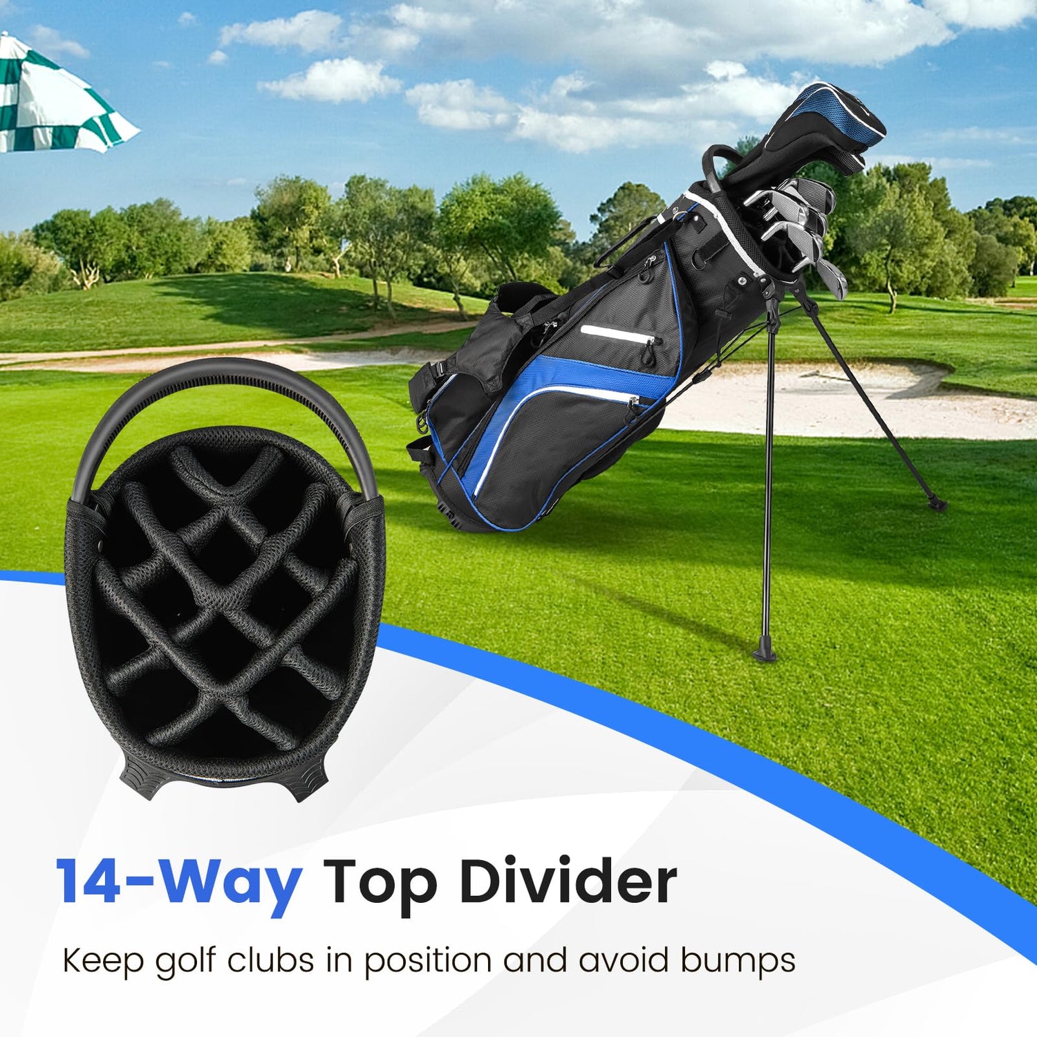 GYMAX Golf Stand Bag 14 Way Golf Bag with 6 Pockets