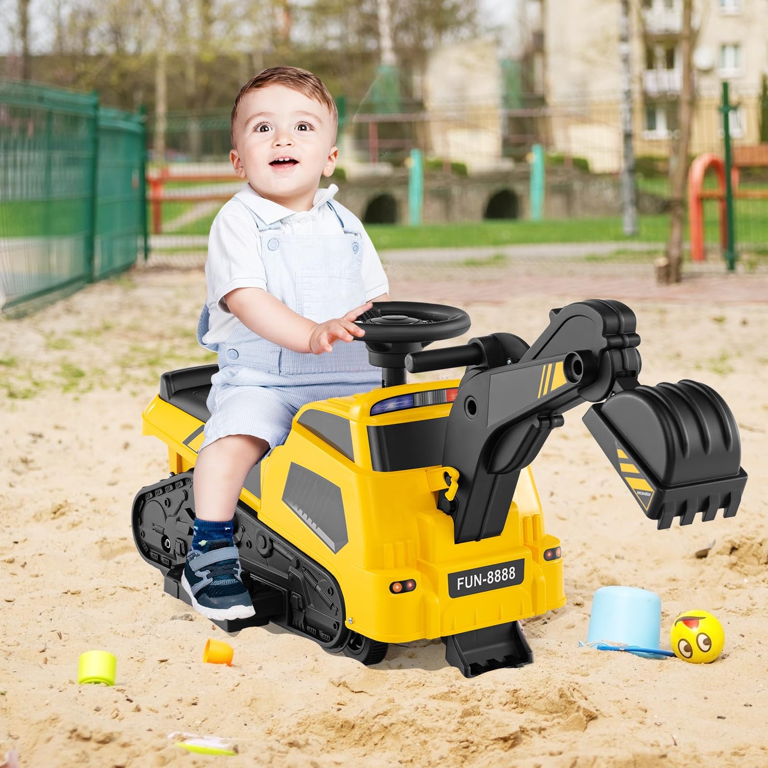 GYMAX 6V Battery Powered Toy Bulldozer with Adjustable Arms