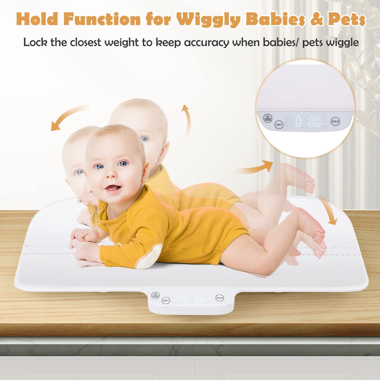 GYMAX Baby and Pet Scale, Newborn Toddler Weighing Scale with LED Display, 4 Units