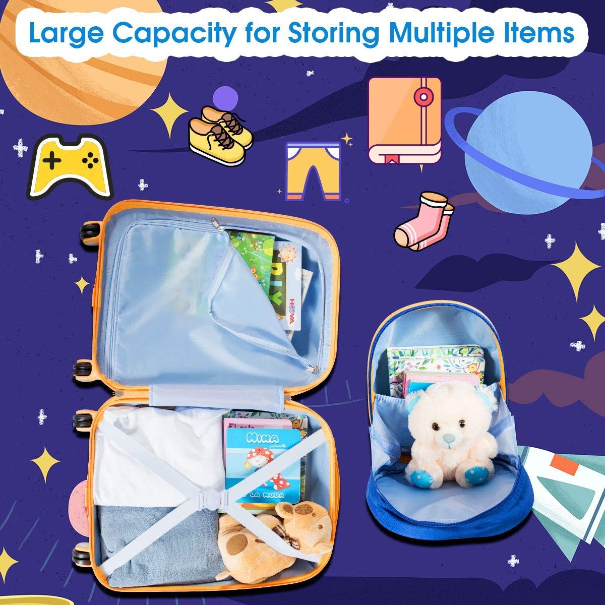 GYMAX 12" & 18" 2Pcs Kids Luggage Set for Travel School