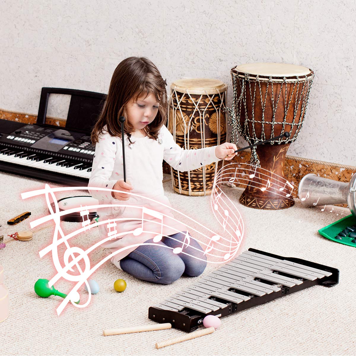 GYMAX 30 Notes Xylophone Kit
