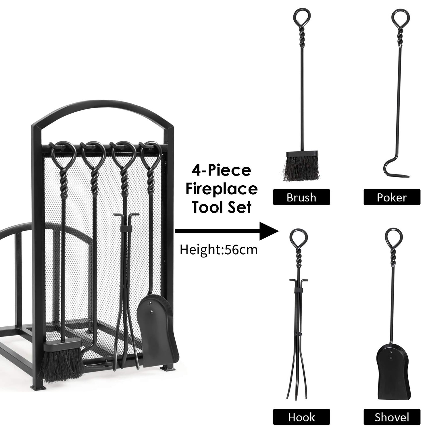 GYMAX Fireside Firewood Holders with Tong