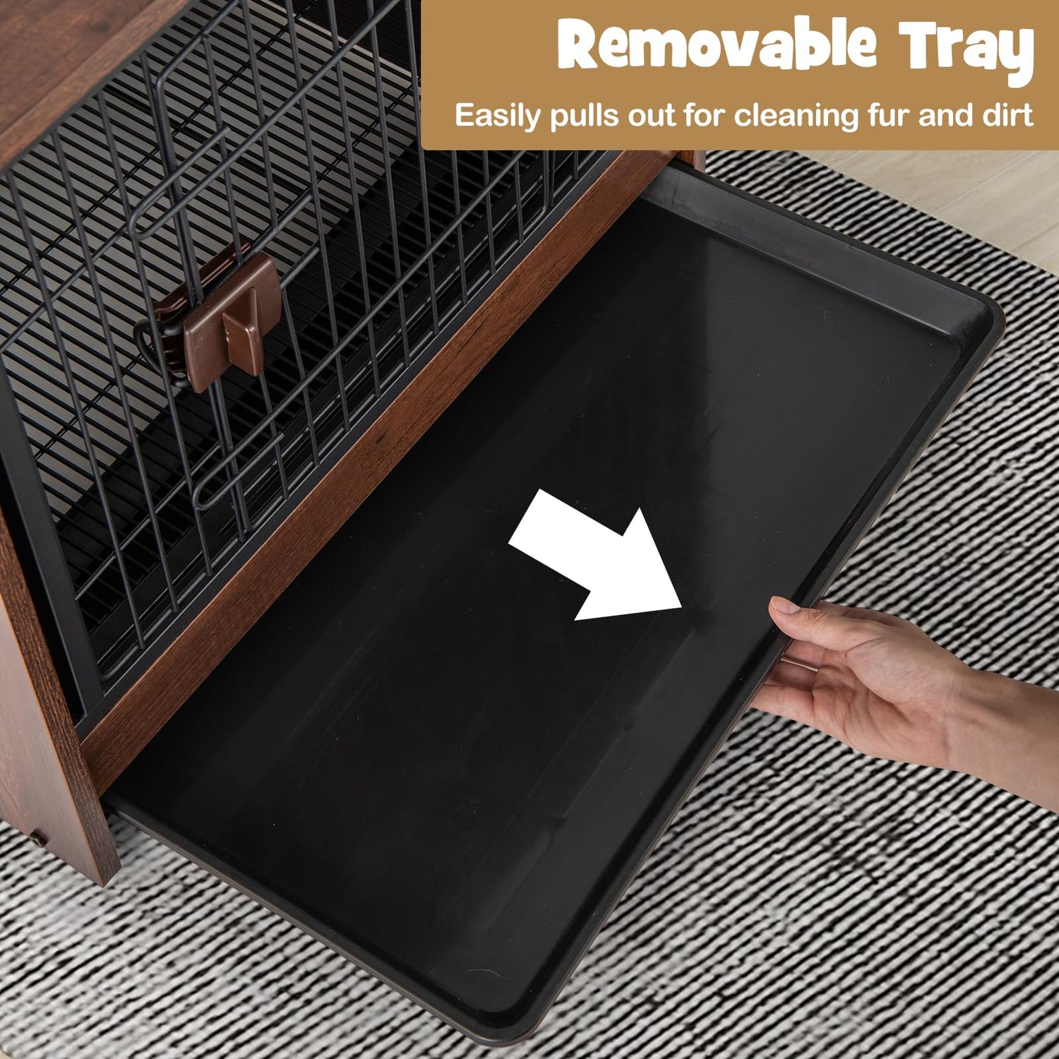Wooden Dog Crate with Lockable Door for Small and Medium Sized Dogs