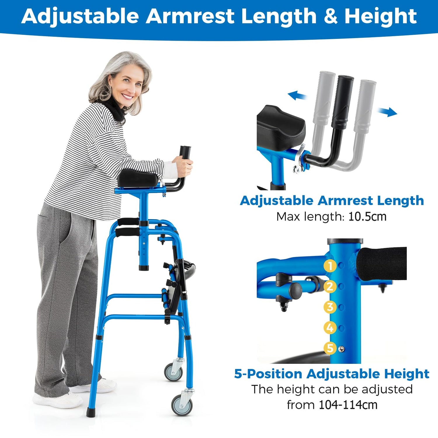 GYMAX Walking Frame, Folding Standard Walker with Wheels
